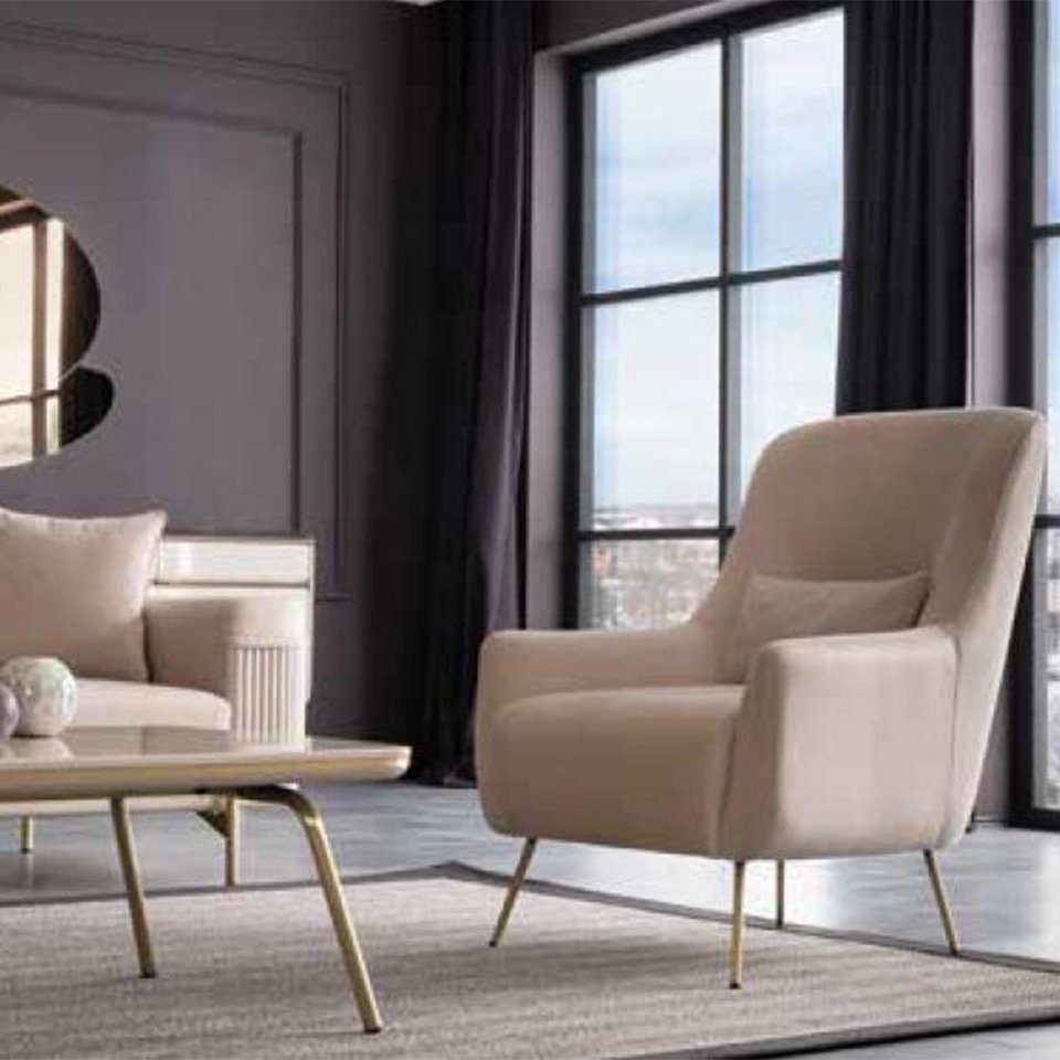 Sessel, Design Modern Gepolsterte Luxus Sitzer Stoff Einsitzer 1 Textil JVmoebel Sessel