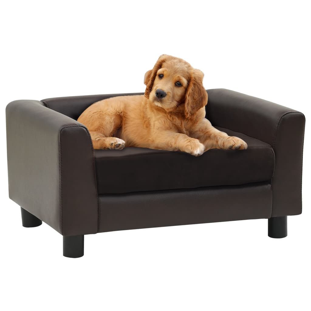 vidaXL Hundekorb Hundesofa Braun 60x43x30 cm Plüsch und Kunstleder
