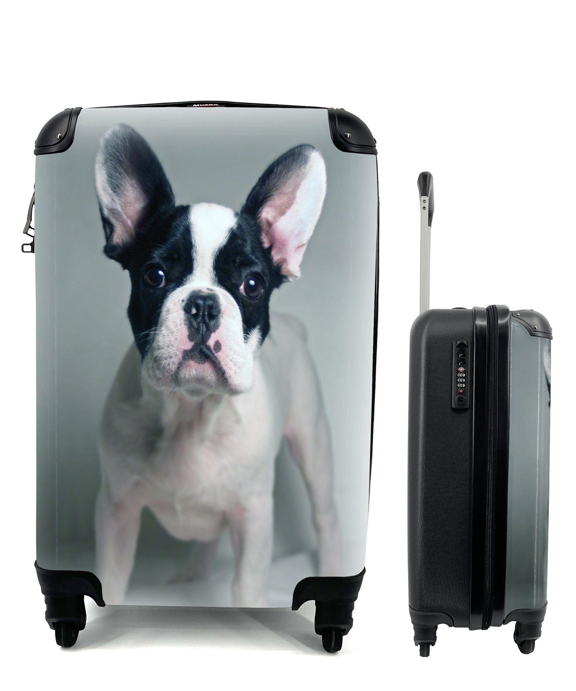 Handgepäckkoffer Französische Bulldogge - Welpe - Weiß