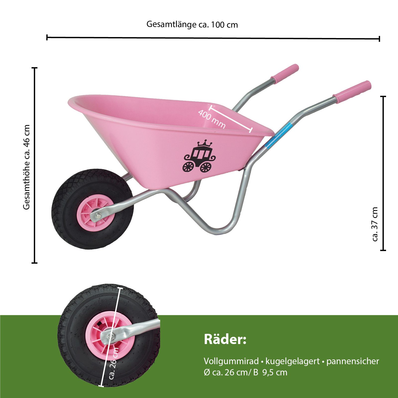 TRUTZHOLM Schubkarre Kinderschubkarre Prinzessin Metallschubkarre Gartenkarre Sandspielzeug