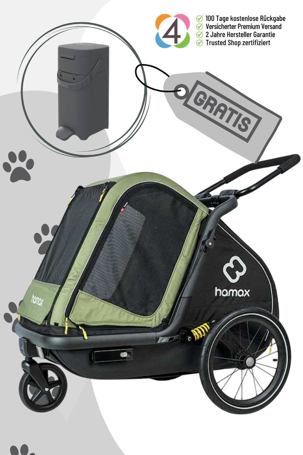 Hamax Fahrradhundeanhänger Pluto M (bis 35 kg Zuladung)