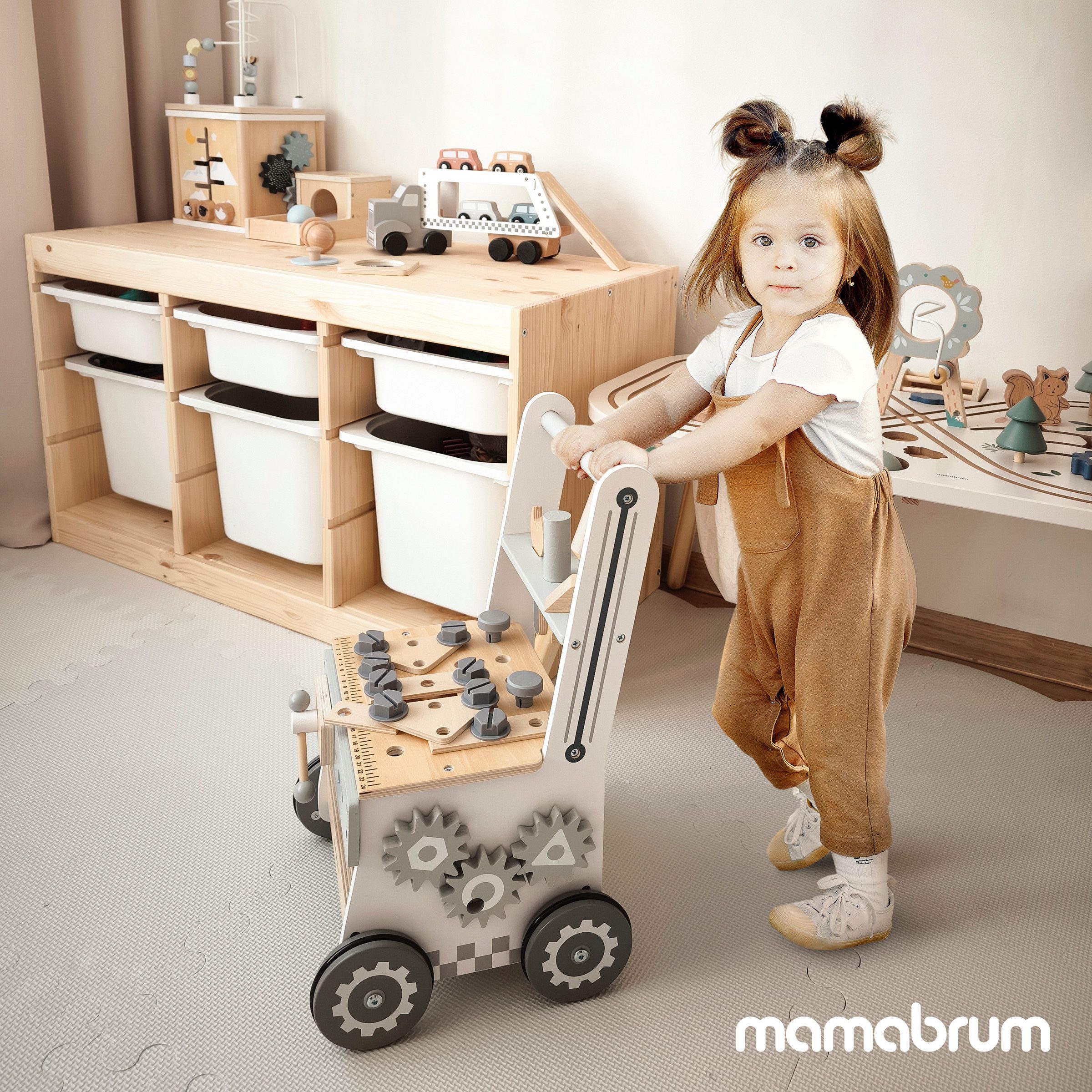 Mamabrum Lauflernwagen 3-in-1-Walker aus Holz, Holzspielzeug für motorische Entwicklung – Bild 5 von 5