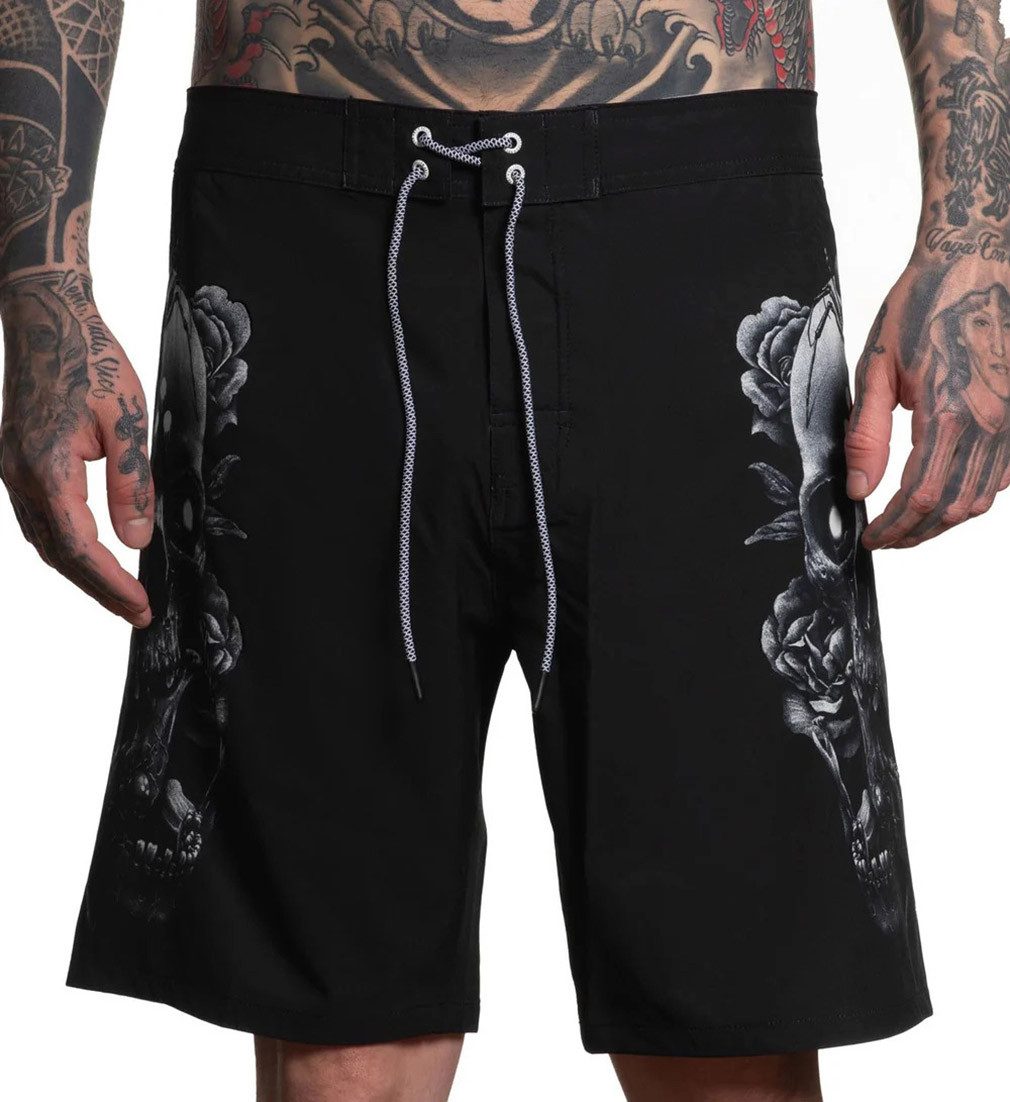 Sullen Clothing Boardshorts Blaq Skull Tattoo Schädel Spinne Badehose