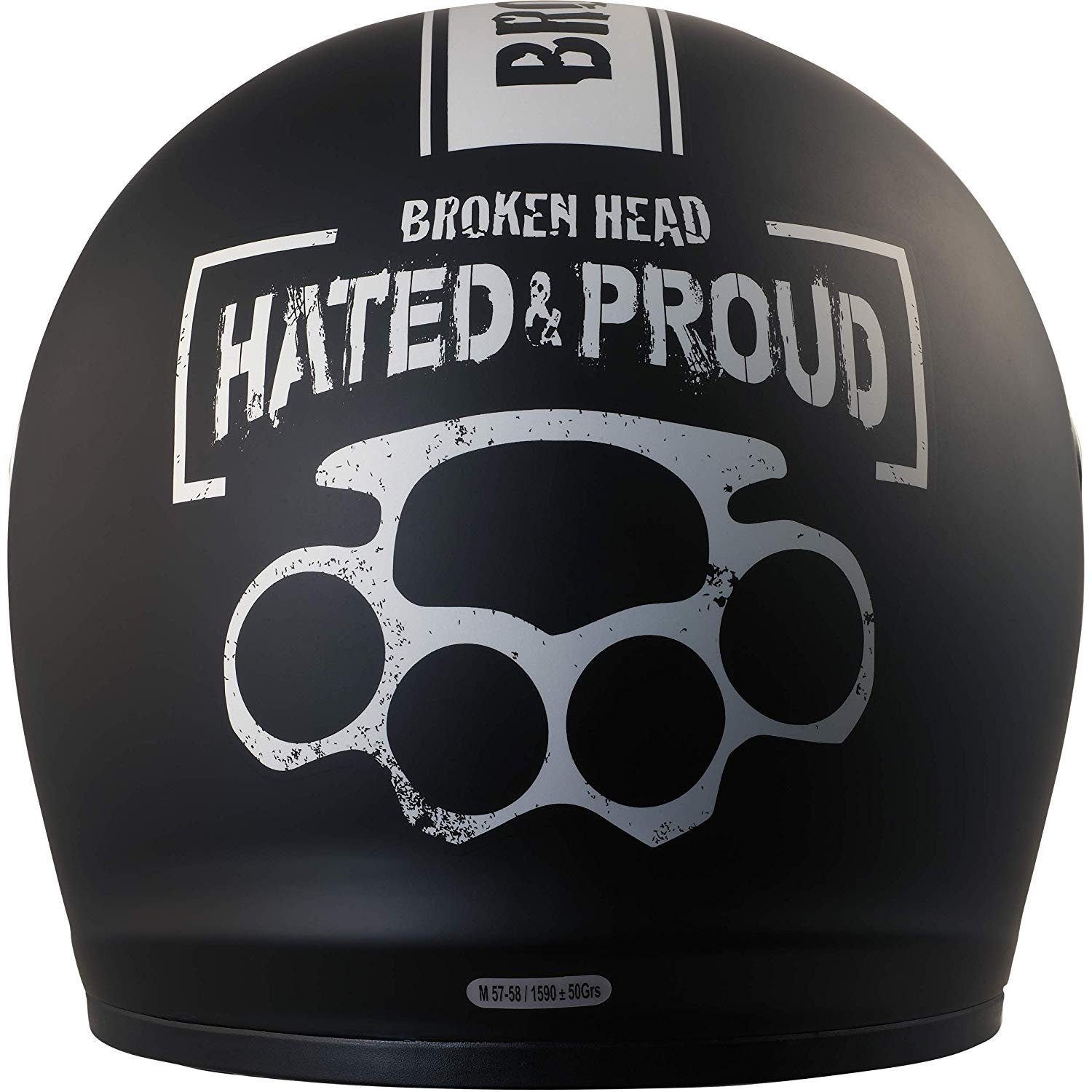 Broken Head Motorradhelm Hated & Proud inkl. schwarzem Visier (mit schwarzem und klarem Visier), inklusiv schwarzem Visier