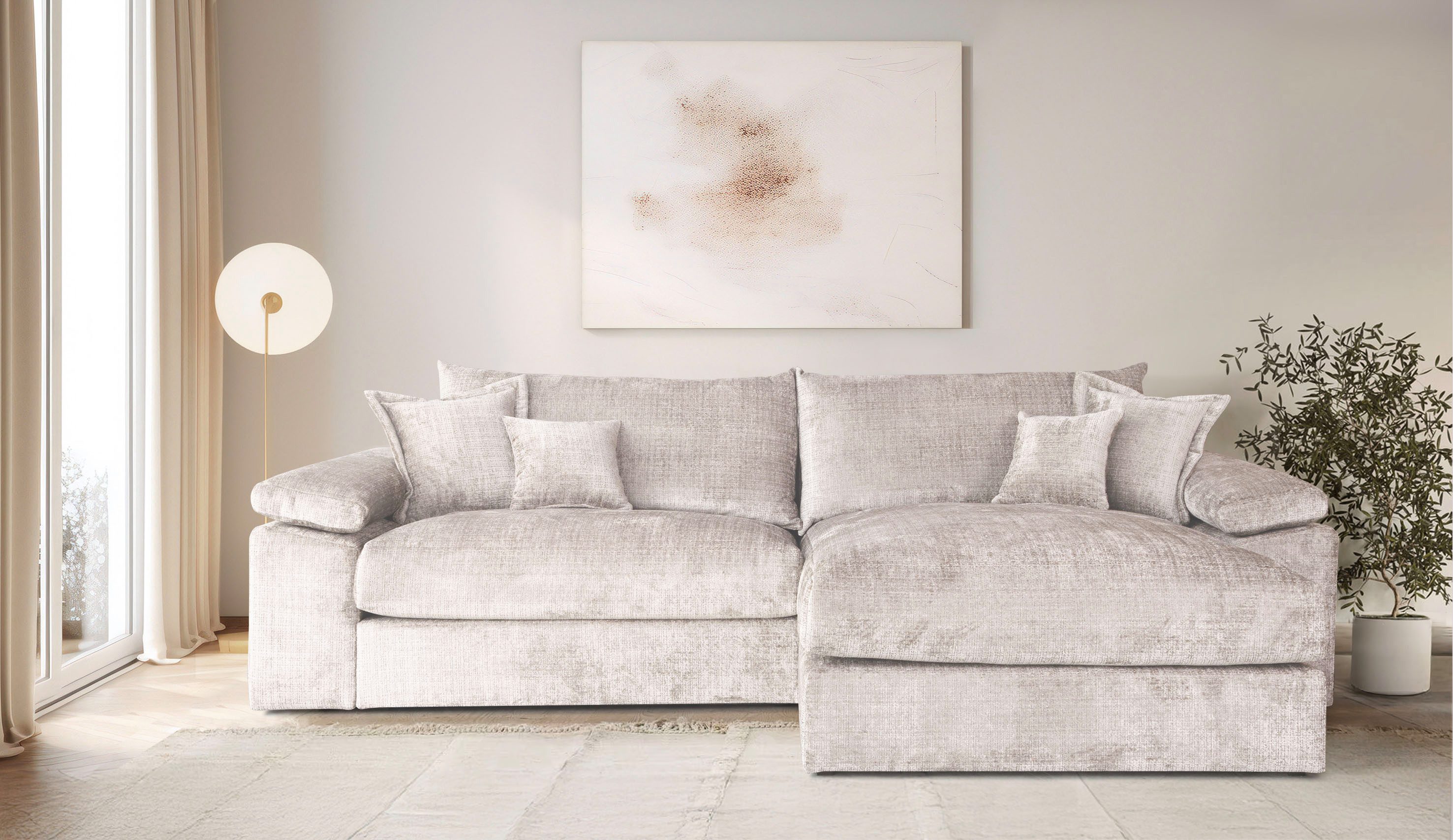 OTTO home Ecksofa Soft&Cosy XXL L-Form, B: 303 cm - OTTO. Verlässliche Qualität., Mega-Sofa, Cord oder Chenille-Struktur, mit Federkern & 4 Zierkissen