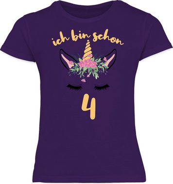 Shirtracer T-Shirt Einhorn - Ich bin schon vier 4. Geburtstag