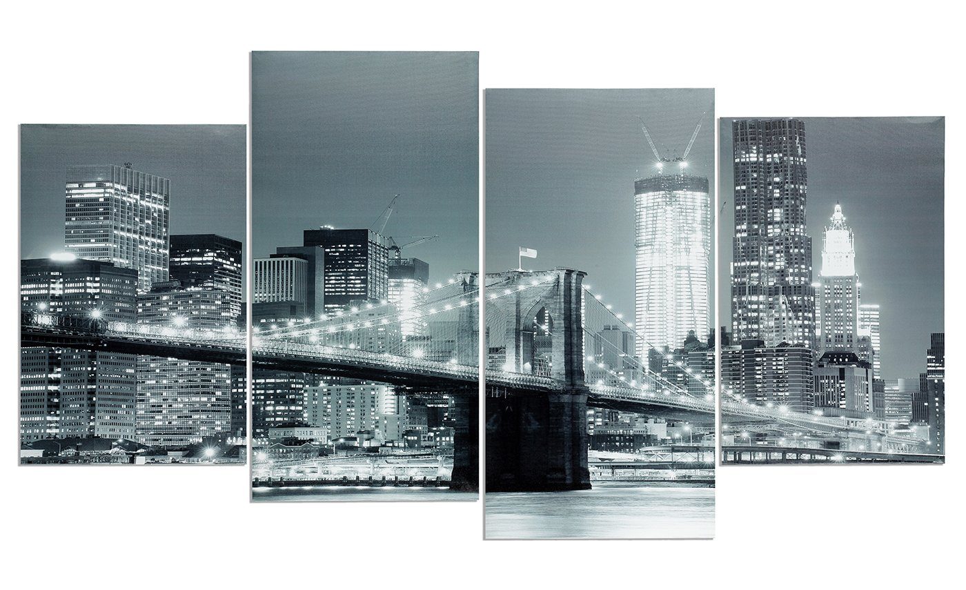 Levandeo® Leinwandbild, Wandbild 4 teilig New York Brooklyn Bridge USA Amerika Bild
