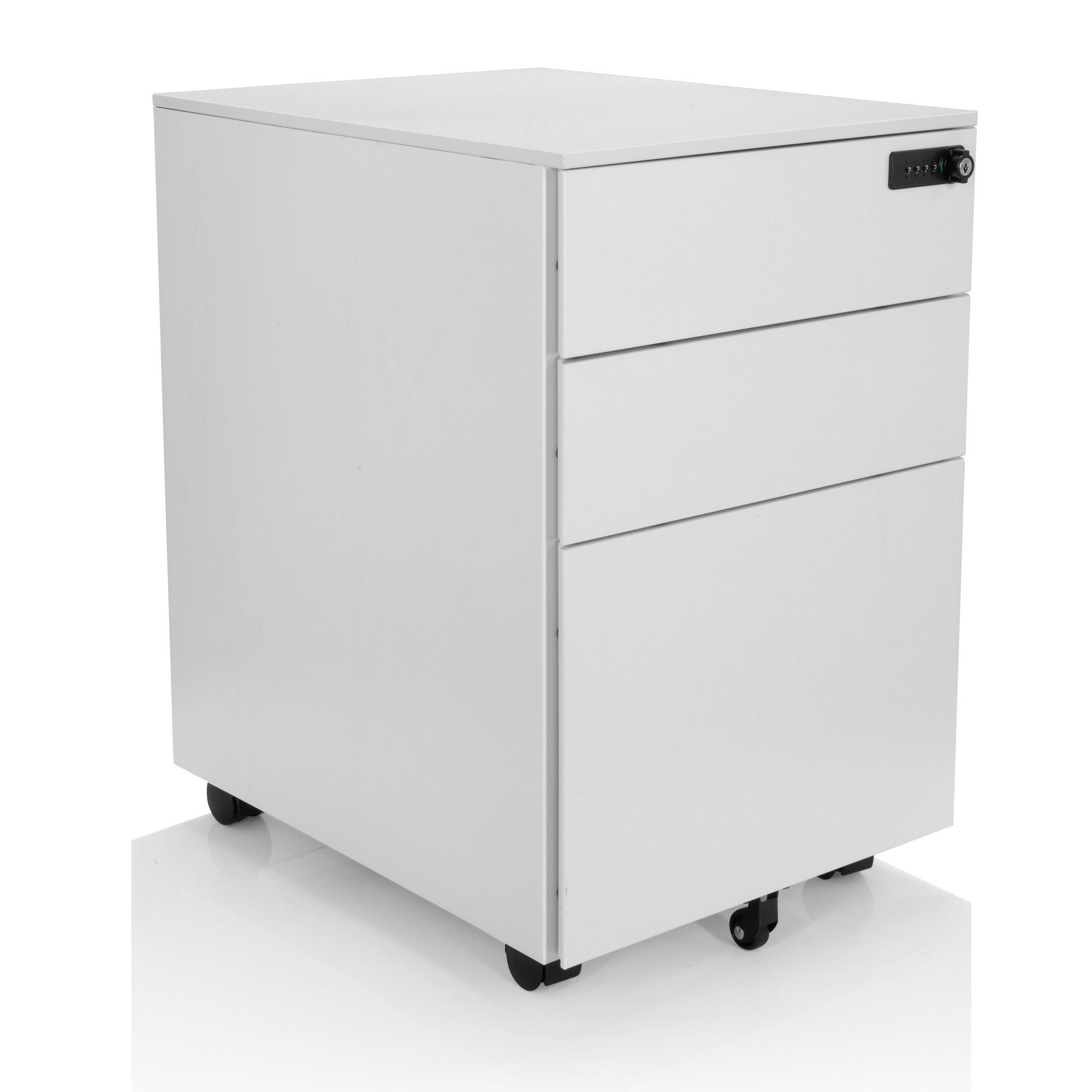 Stahl, OFFICE Schubladenschrank I OS Schreibtisch Rollcontainer hjh Weiß COLOR Rollcontainer