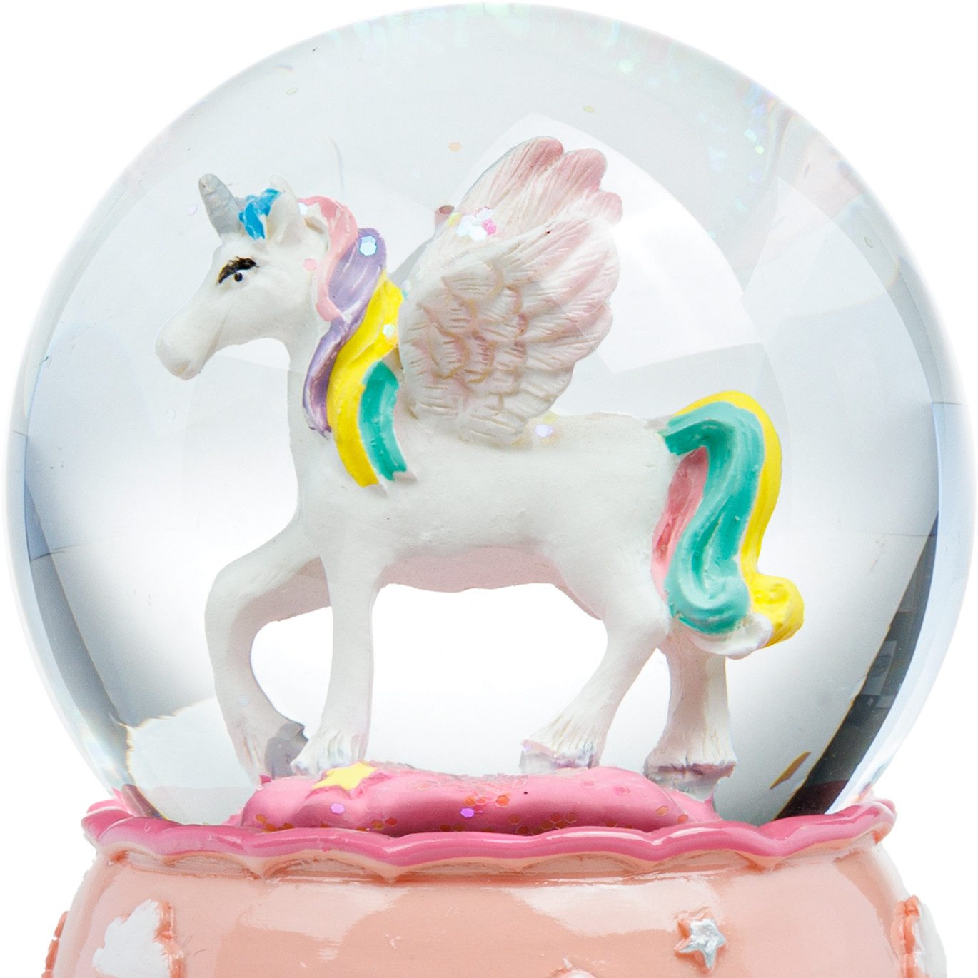 SIKORA Schneekugel SK45 Mittelgroße Glas Schneekugel Einhorn Regenbogenfarben D:65mm