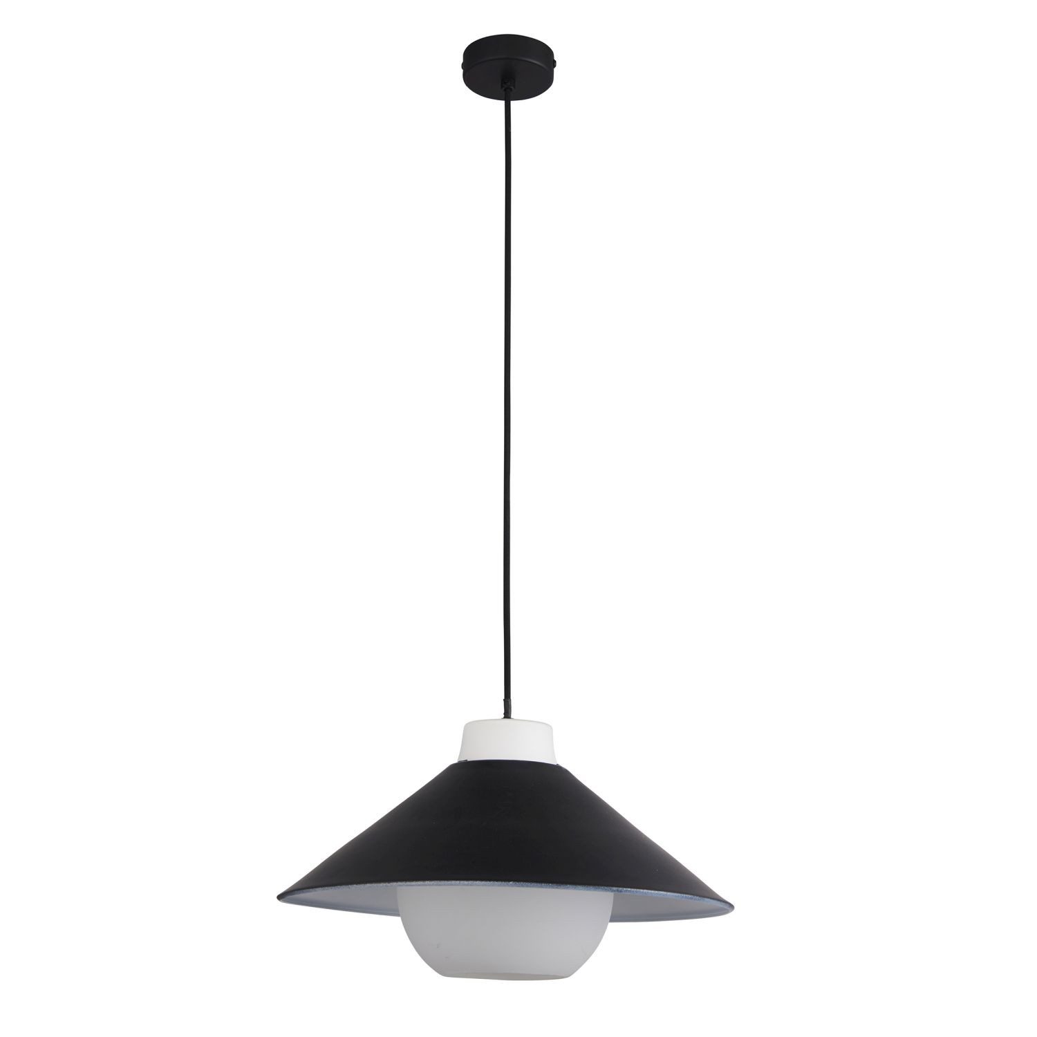 Licht-Erlebnisse Pendelleuchte GRACE, ohne Leuchtmittel, Metall Glas E27 Ø 38 cm rund H: max. 145 cm Schwarz Weiß Retro Design
