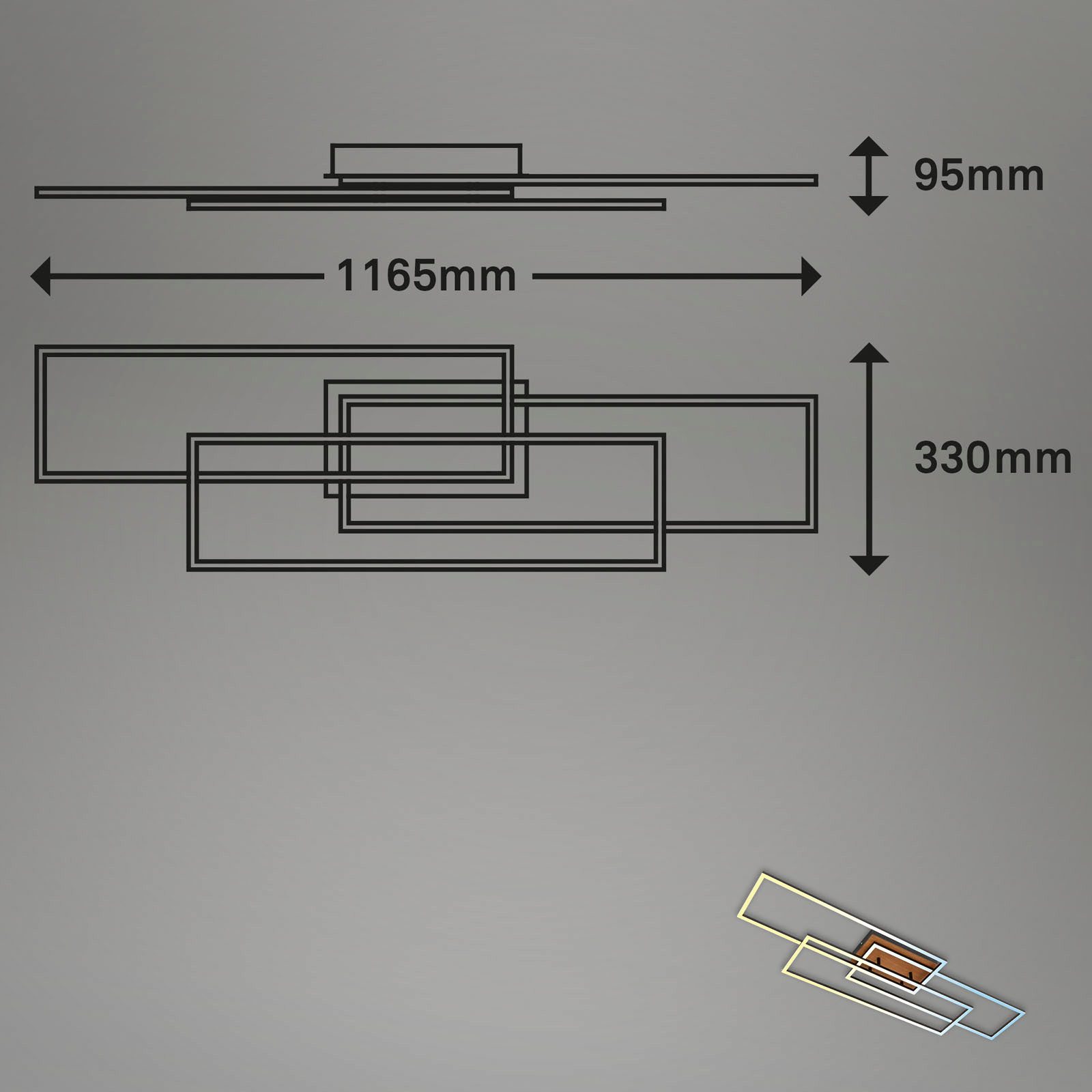 Briloner Leuchten LED Deckenleuchte CCT LED Deckenleuchte, schwarz, Holz, LED/60W