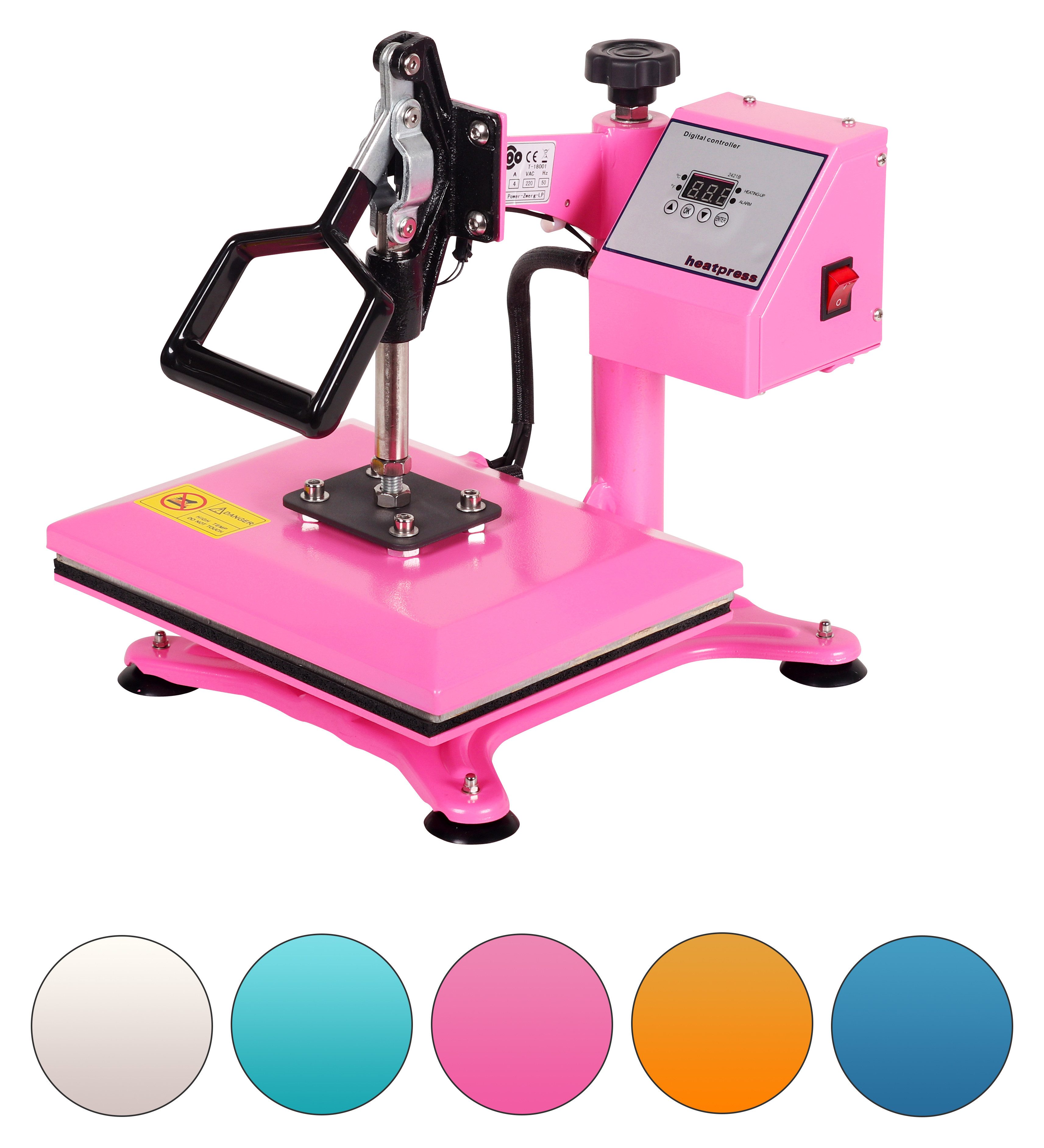 RICOO Bügelmaschine Transferpresse T Shirt Druckmaschine Textilpresse RICOO POWER-ZWERG-LP, Rosa / Pink Heißpresse Textildruck Shirt Druck Hitzetransfer