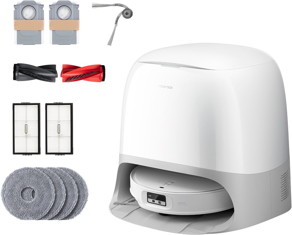 Roborock Мокро-сухий вакуумний робот Qrevo Curv 2 Pro mit Wischfunktion, 60 W, mit Beutel, FlexiArm Design Seitenbürste, DuoDivide Bürste, autom. Moppreinigung.