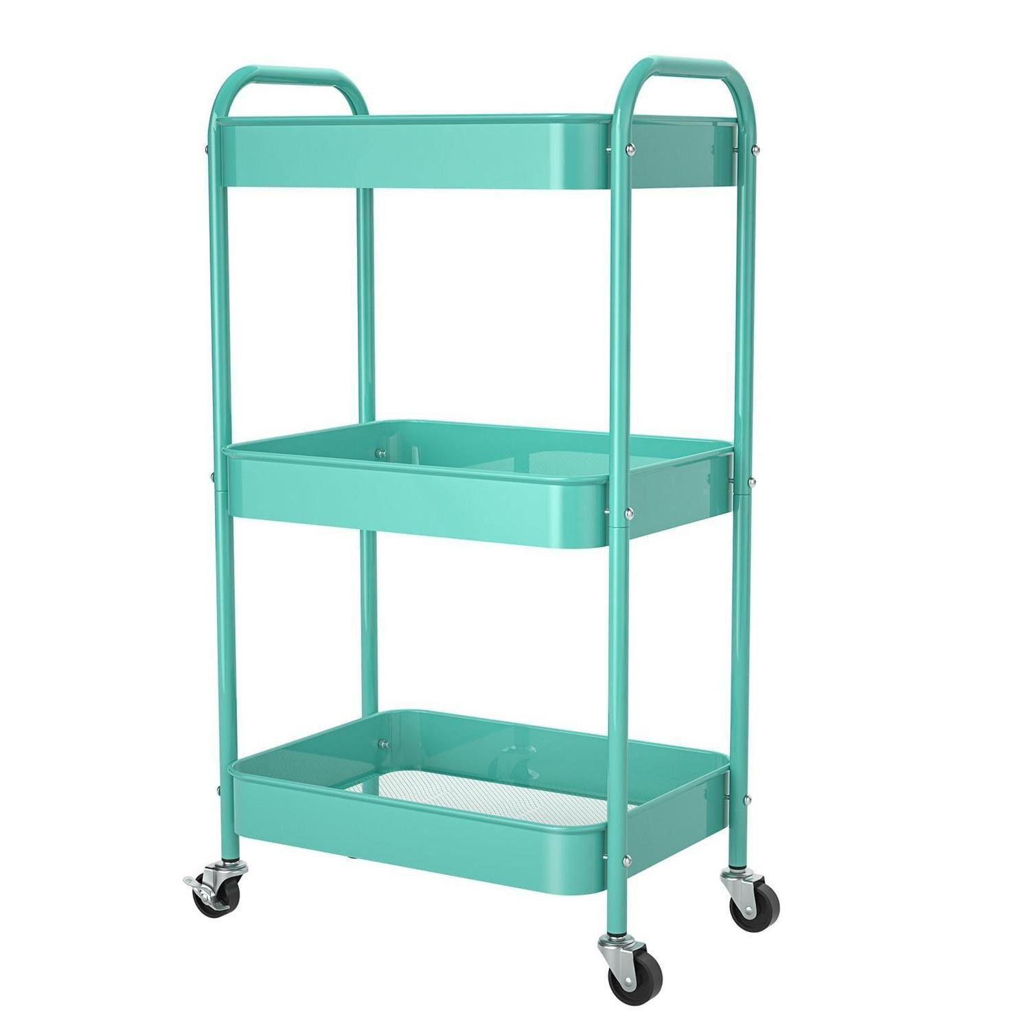 LuxusKollektion Küchenwagen Rollwagen Blau 3 Ebenen Stahl, (1 St)