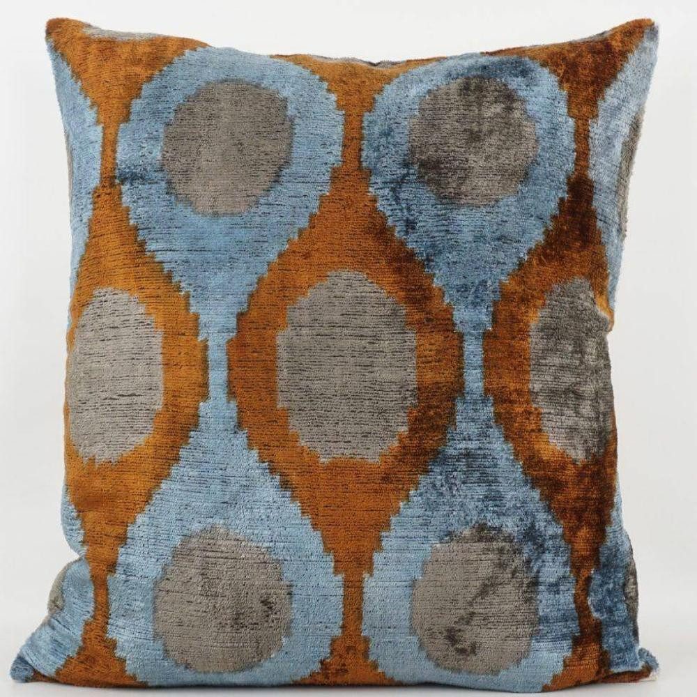 Thanks, A LOT Kissenhülle Thanks A LOT Kissenhülle Silk-Velvet Girlande Blau-Terra-Greige 50 x 5