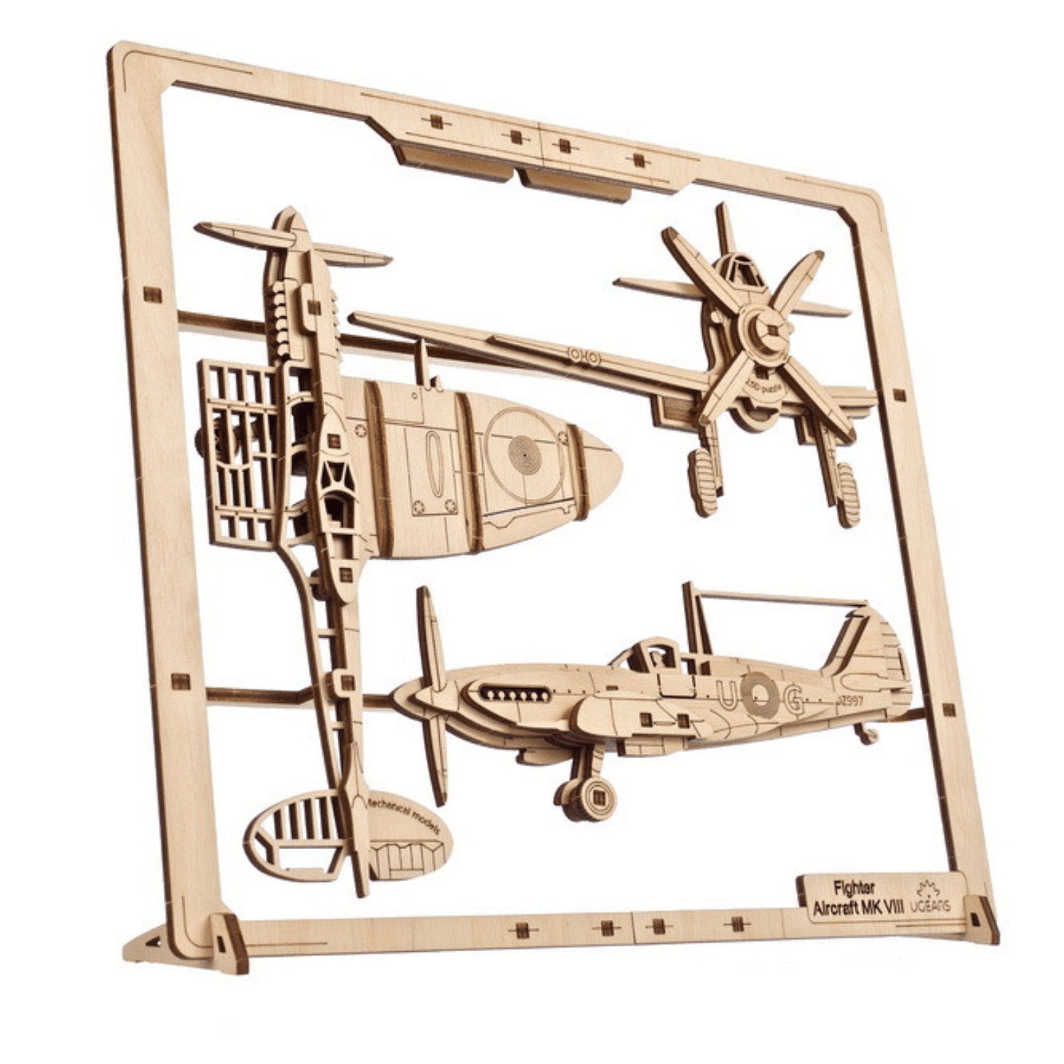 Ugears UGEARS 3D 3D-Puzzle 2,5D-Puzzle Kampfflieger 47 Puzzle, Puzzleteile