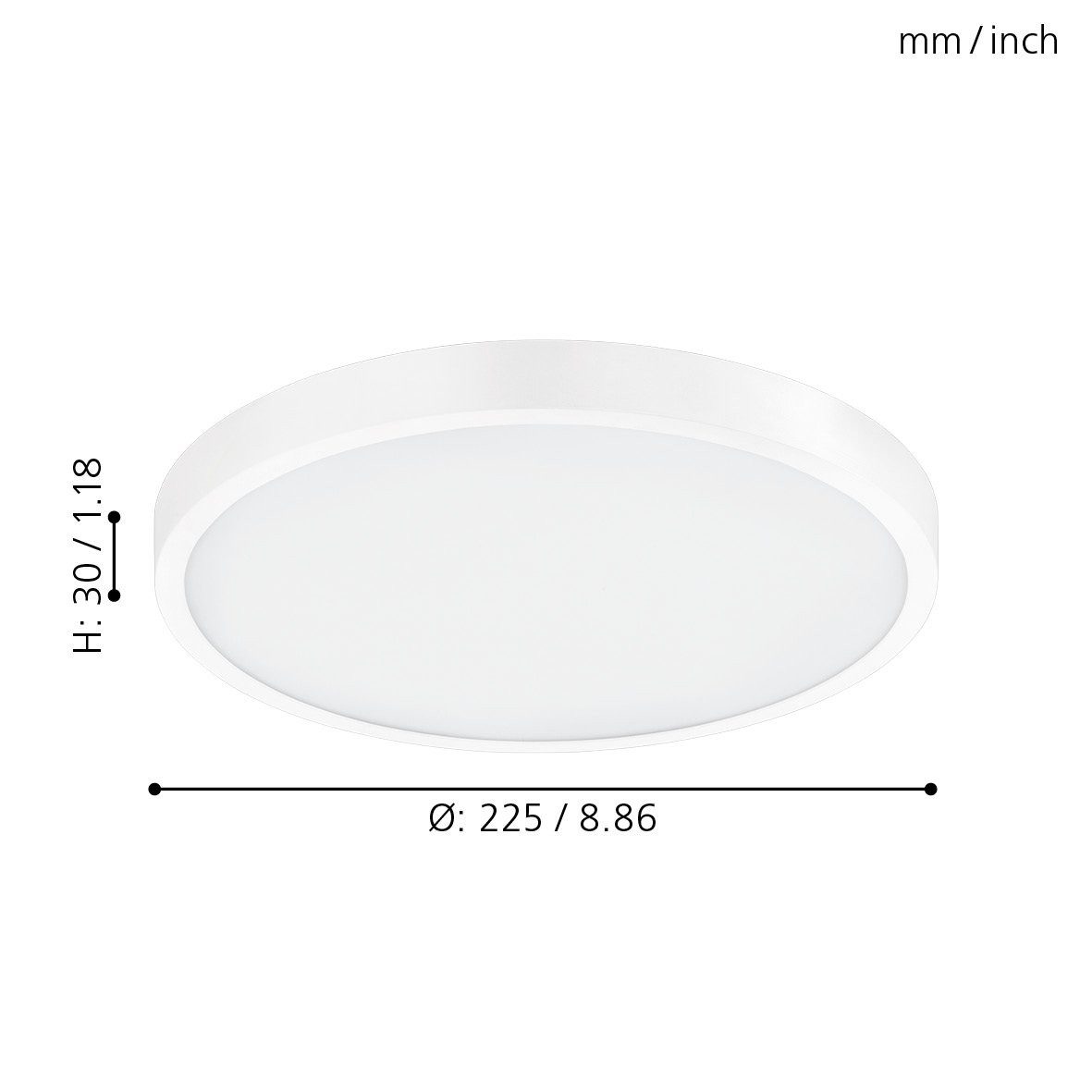 EGLO Aufbauleuchte Fueva-a, Leuchtmittel inklusive, Aufbauleuchte - H3 x Ø22,5 cm - weiß - 14W inkl.