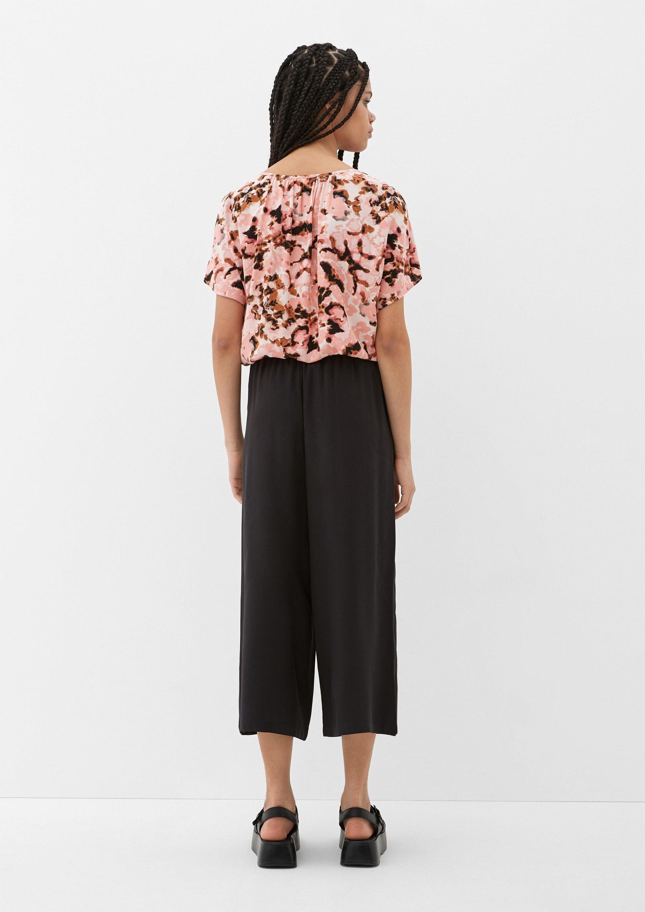 QS Kurzarmbluse Bluse Viskosebluse mit Raffung