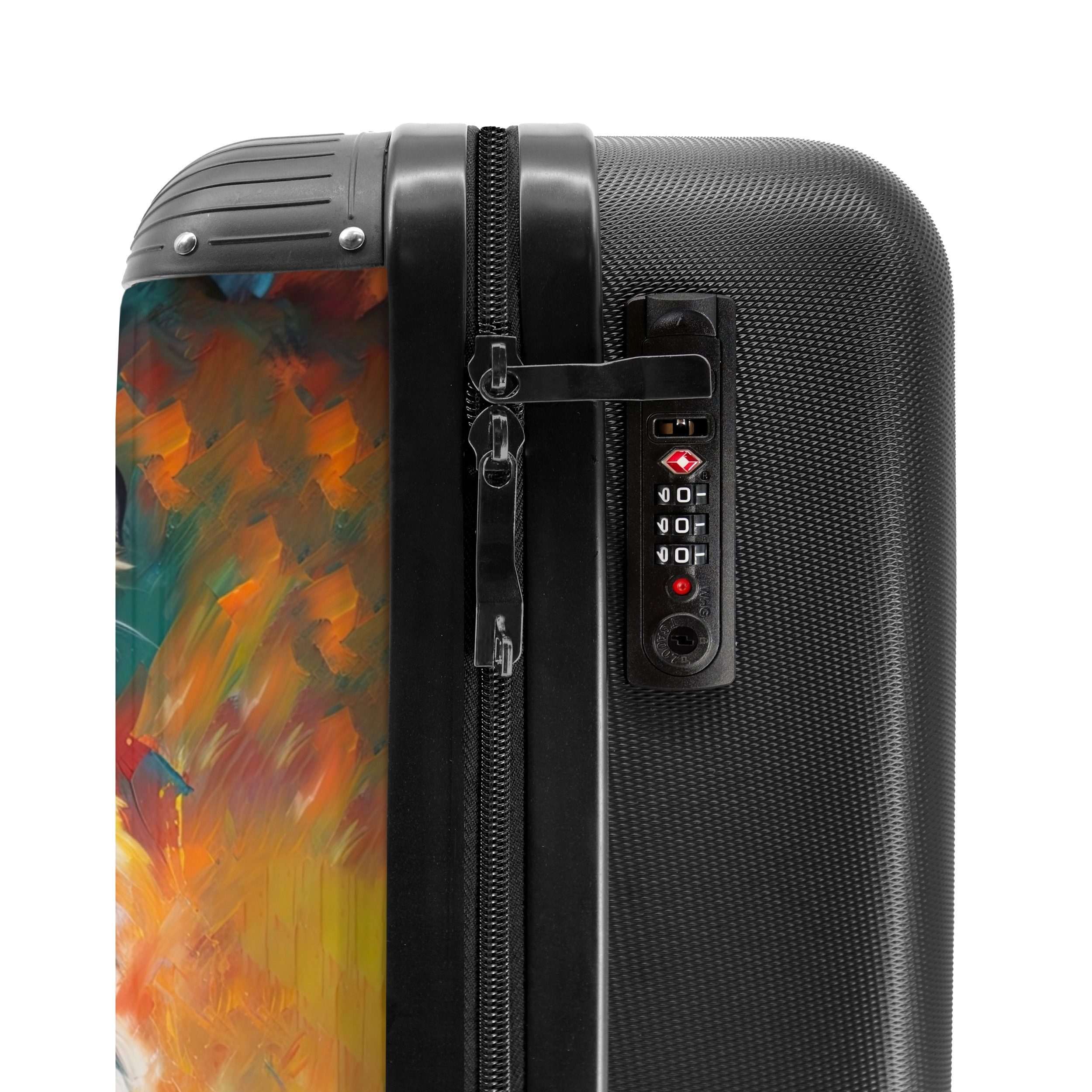 NoBoringSuitcases.com© Hartschalen-Trolley Porträt eines Tigers als Ölgemälde 55x35x20cm, 4 Rollen, Reisetasche mit Rollen, Koffer Handgepäck Flugzeug