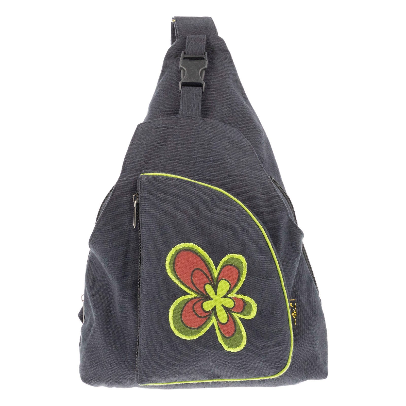 KUNST UND MAGIE Schultertasche Sling Bag Hippie Bodybag Schultertasche Flower Crossbody Rucksack L