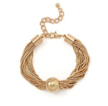 ANLÜDE Ketten und Armband Set Rundkugel-Halskette und -Armband für Damen, Gold (2-tlg)