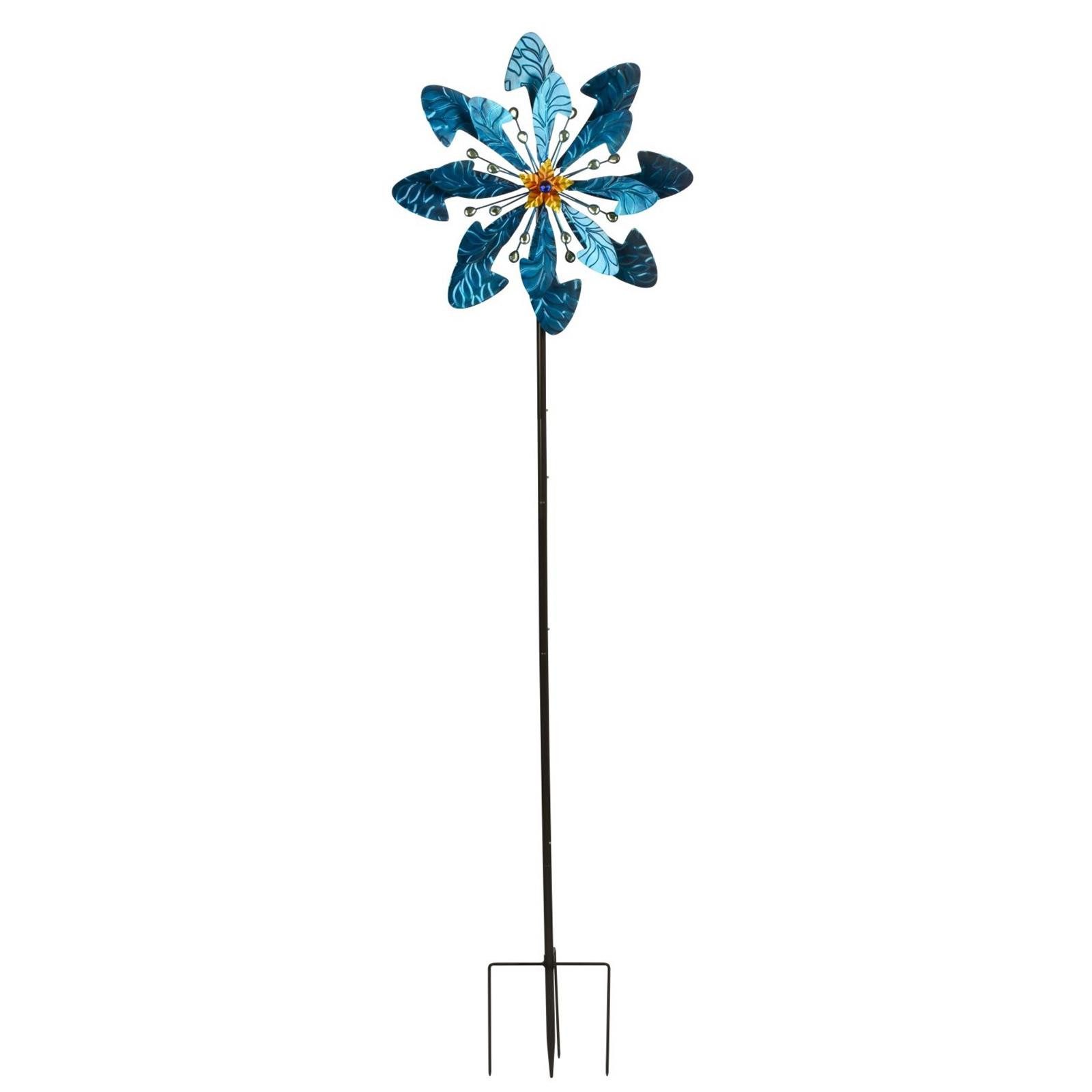 Geschenkestadl Deko-Windrad XXL Windrad türkis-gold Metall 182 cm – elegantes Windspiel Garten (Set, teilmontiert), XXL Windrad