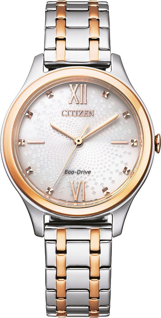 Citizen Solaruhr EM0506-77A, Armbanduhr, Damenuhr, analog, Edelstahlarmband