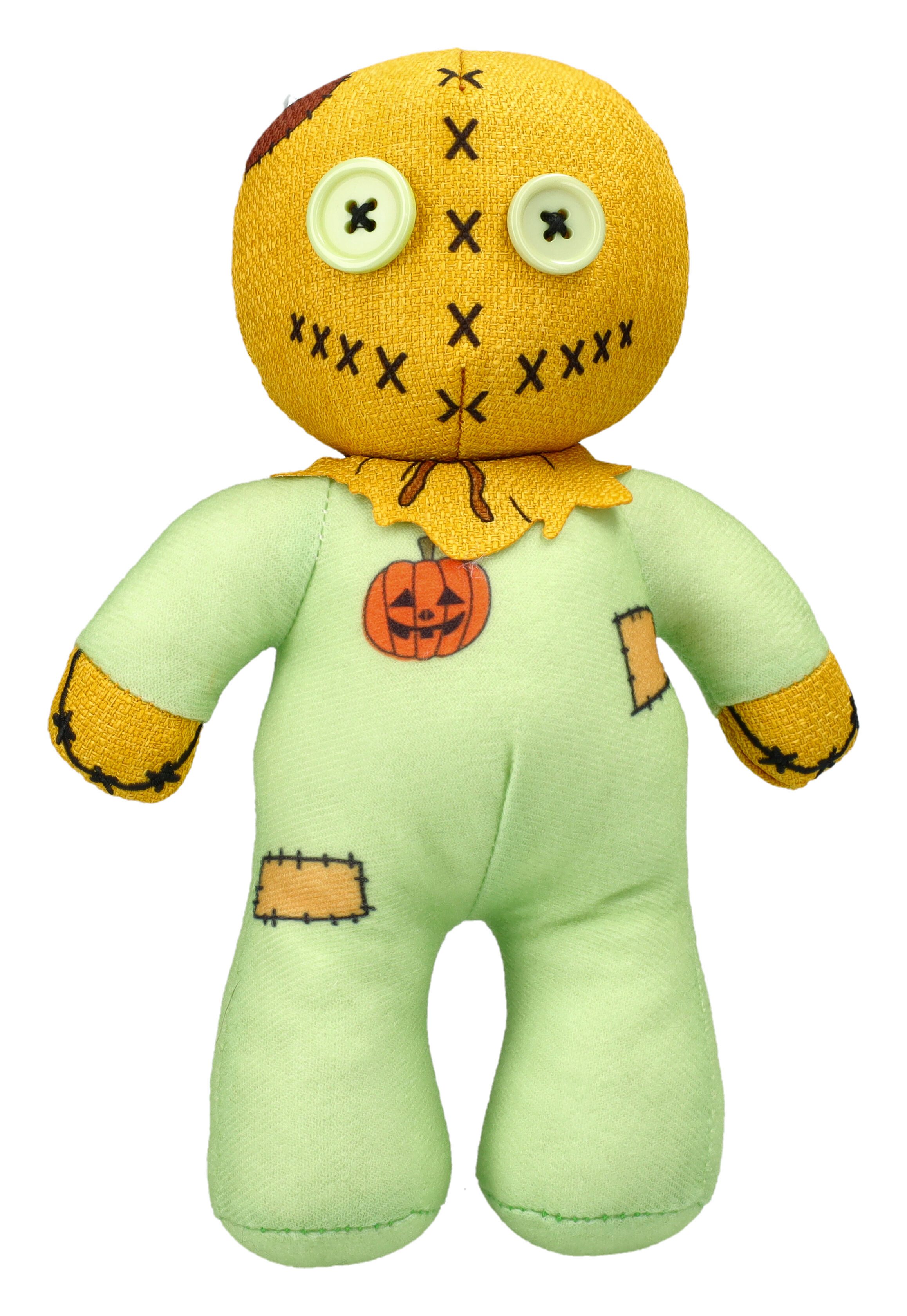 Figuren Shop GmbH Kuscheltier Halloween Figur – Pinhead Monster Puppe Kürbiskopf Sammler 21 cm Deko
