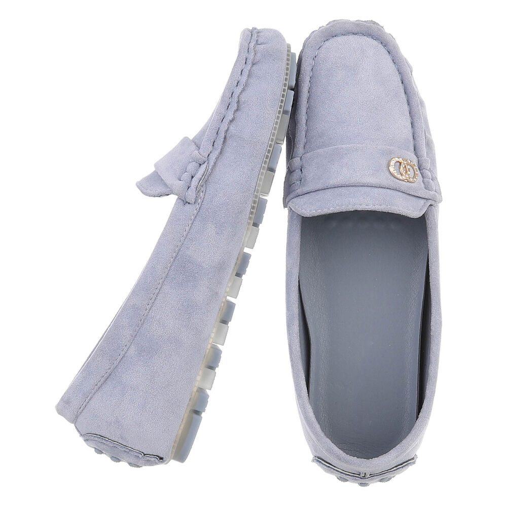 Ital-Design Modischer Mokassin für Damen mit eleganten Details Slipper (91554423) Flach Mokassins in Hellblau