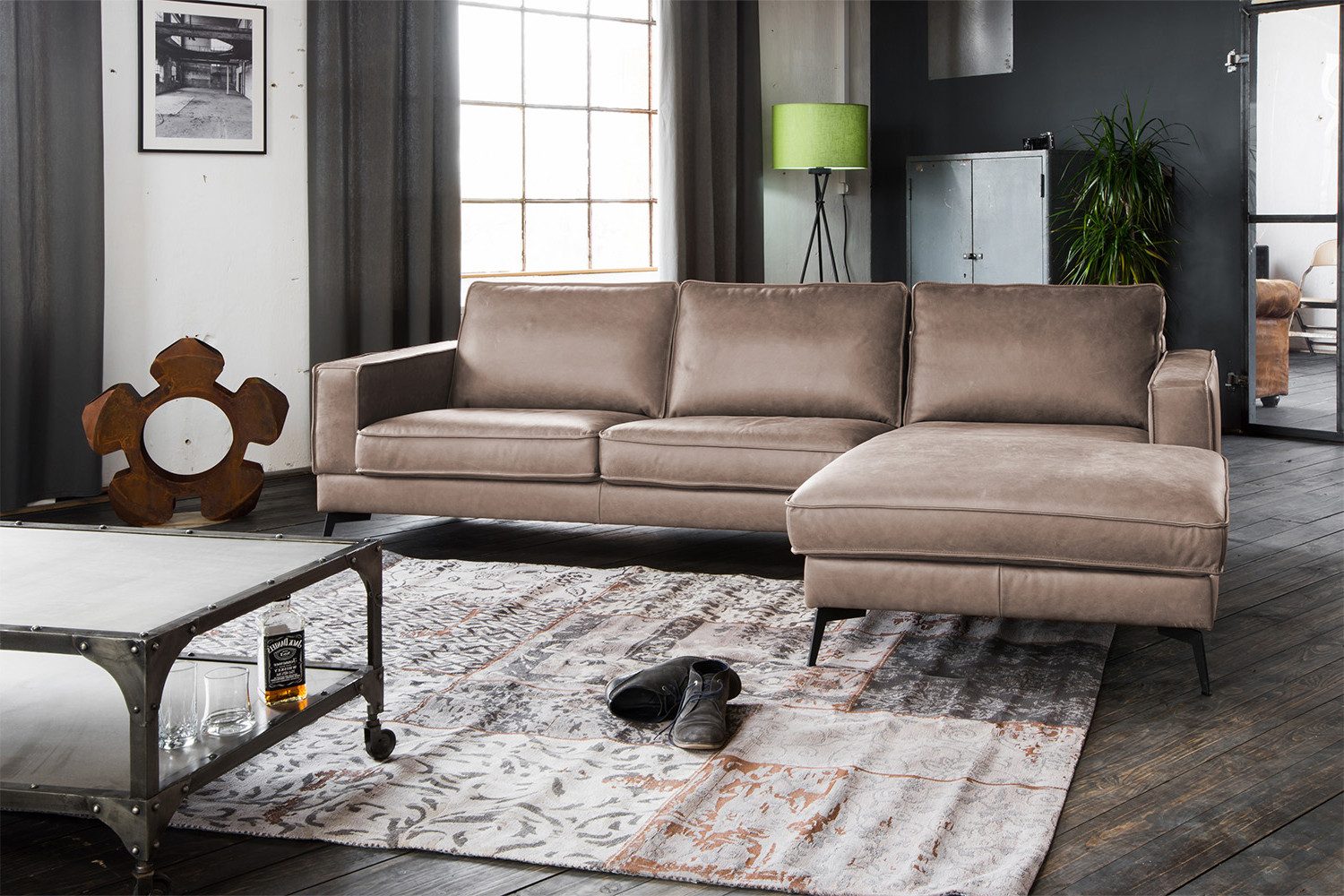 KAWOLA Ecksofa BLOOM, Couch L-Form rechts oder links Leder verschiedene Farben 276x177 cm