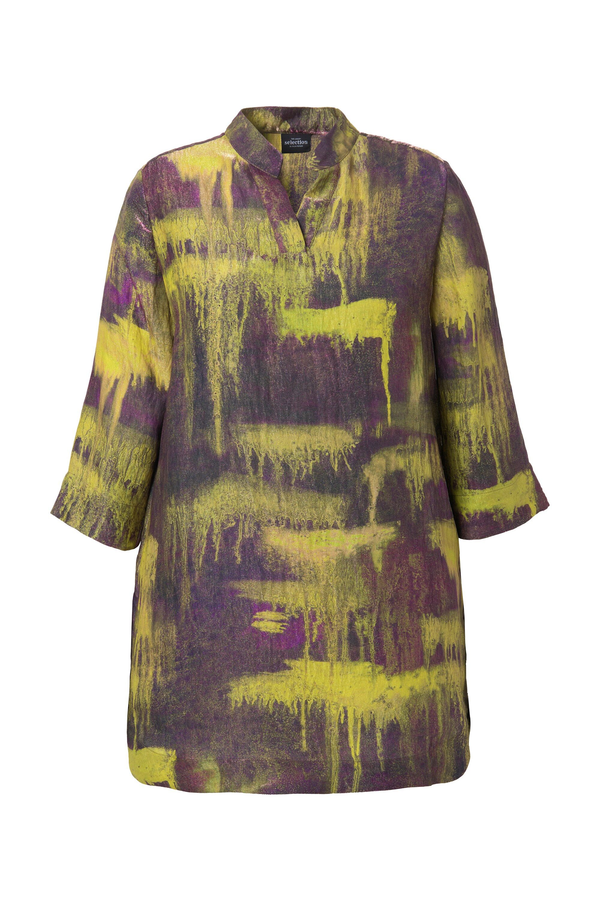 Ulla Popken Tunika Tunika bedruckt Stehkragen 3/4-Arm günstig online kaufen