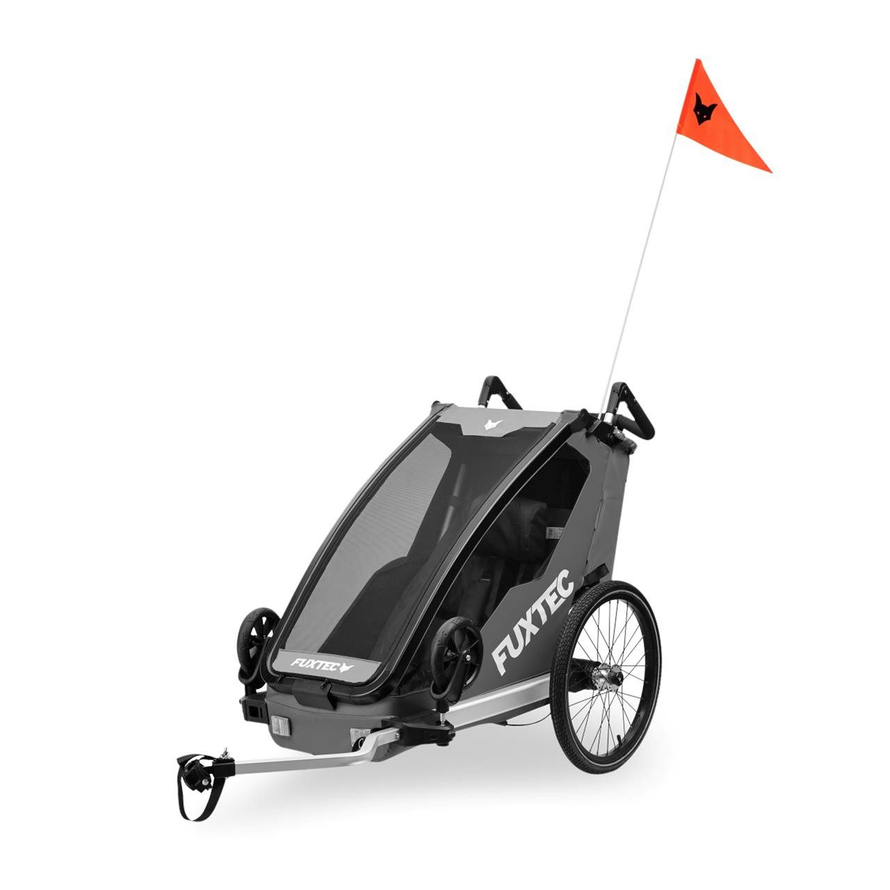 FUXTEC Fahrradkinderanhänger FX-FA1S, faltbar, für 1 Kind geeignet, einfache Umrüstung zum Buggy