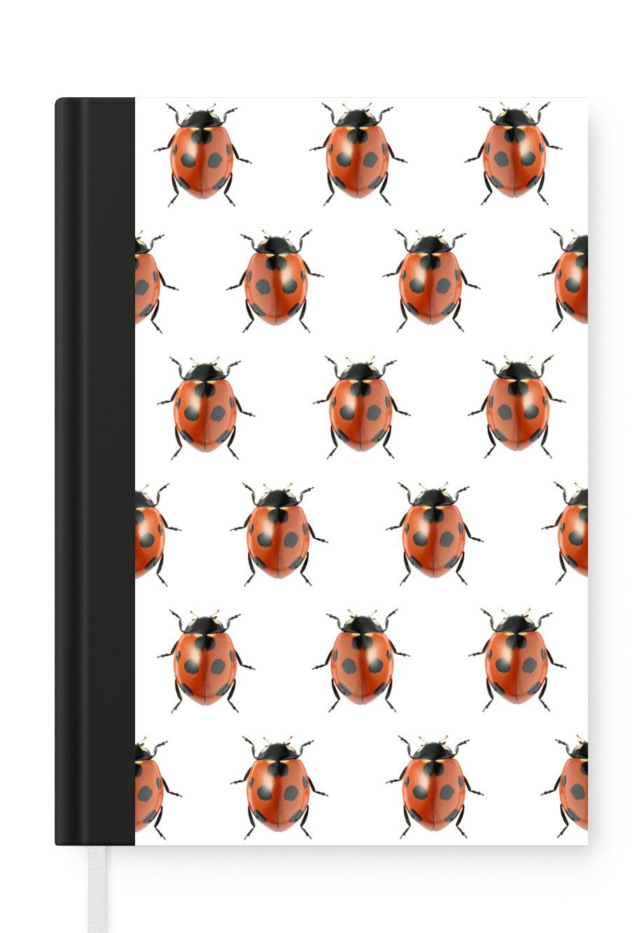 MuchoWow Notizbuch Marienkäfer - Insekt - Muster, Journal, Merkzettel, Tagebuch, Notizheft, A5, 98 Seiten, Haushaltsbuch