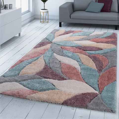 Hochflor-Teppich Teppich Hochflor Wohnzimmer Langflor 3D Effekt, TT Home, Läufer, Höhe: 44 mm