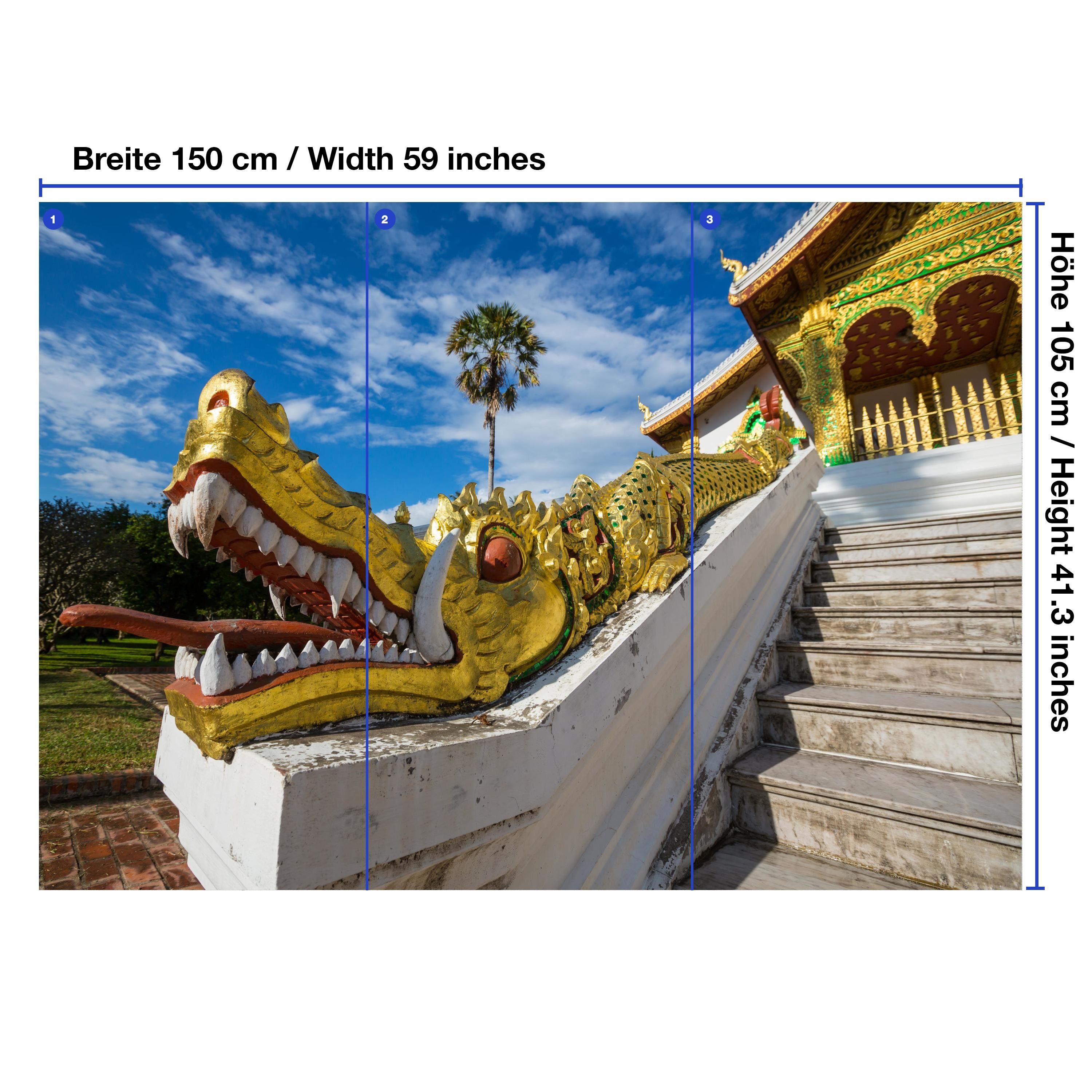 wandmotiv24 Fototapete Tempel in Luang glatt, Prabang, Vliestapete Wandtapete, Motivtapete, matt