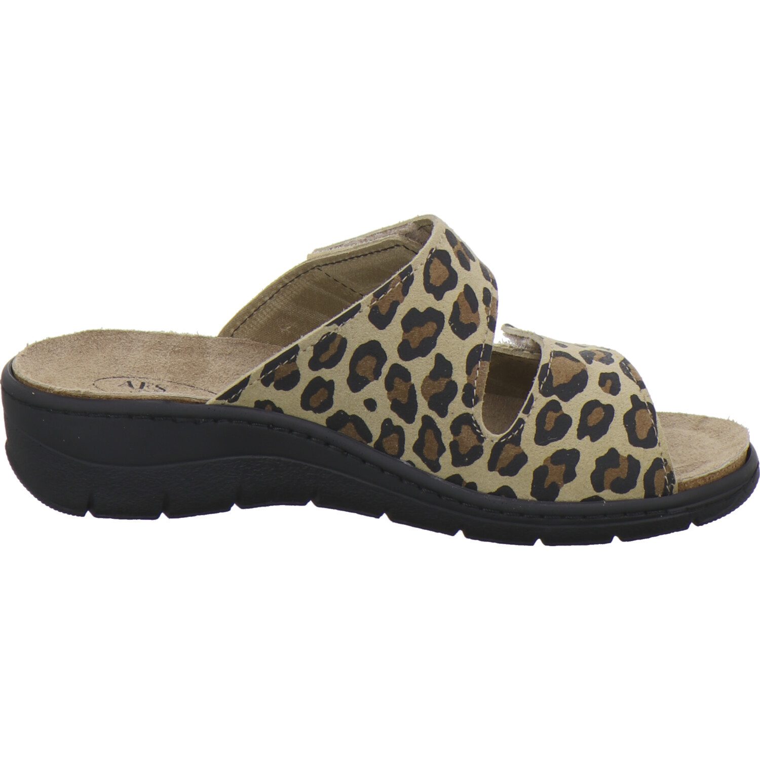 AFS-Schuhe 280898 Wechselfußbett Pantolette für Damen mit Keilabsatz, bequeme Sandalen aus Leder