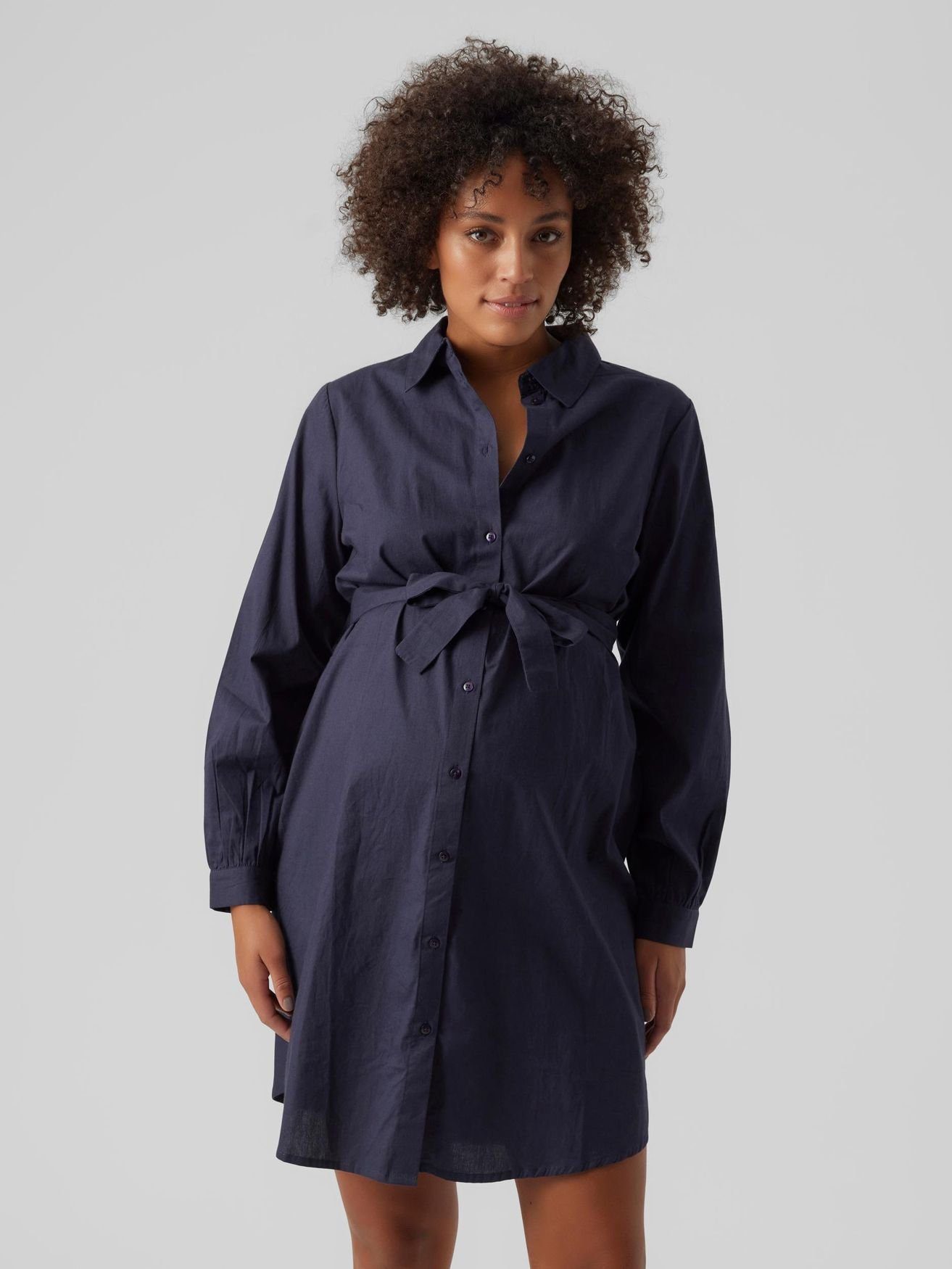 Mamalicious Shirtkleid Mini Umstands Kleid MLNANNA (lang) in Navy 5005 Bluse Still Mode Langarm Schwangerschaft