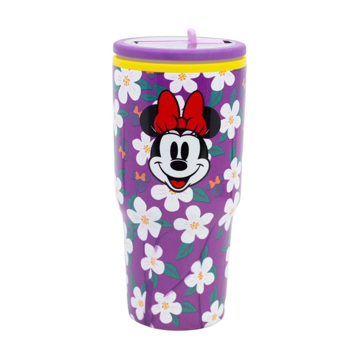 Disney Minnie Mouse Thermobecher - 640 ml Edelstahl doppelwandiger Trinkbecher mit Trinkhalm, 1-tlg., Edelstahl