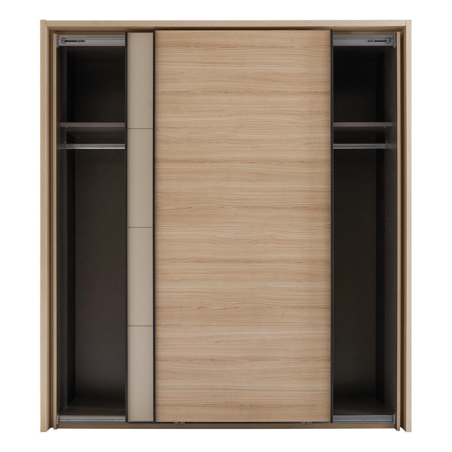 Vito Schwebetürenschrank ASSUME, Cashmerebraun, Riva Eiche Dekor, 2 Türen, B 170 x H 196 x T 59 cm, ohne Passepartout