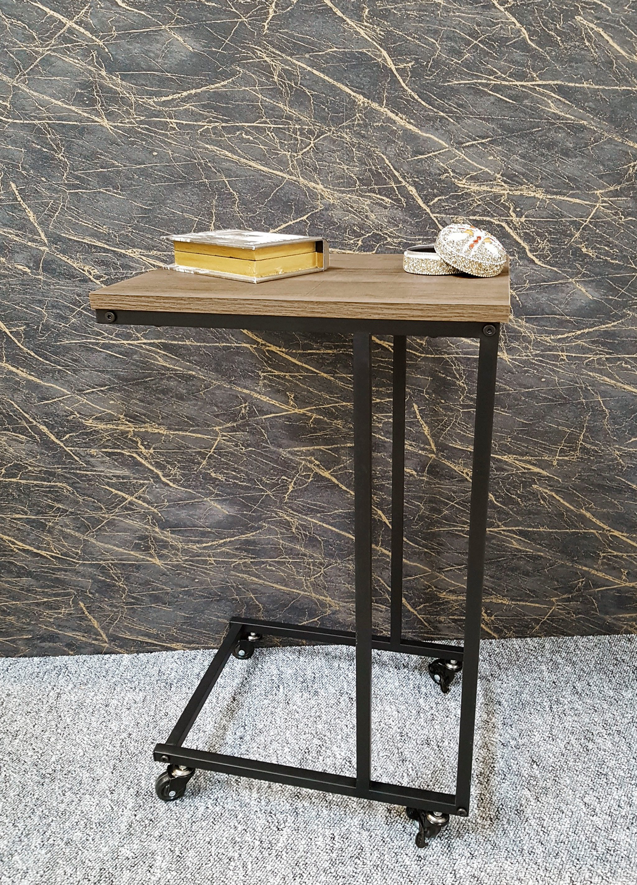 HAKU Beistelltisch Rollwagen, Trolley (1-St), rechteckig - aus Metall Schwarz B/T/H 30/40/67 cm
