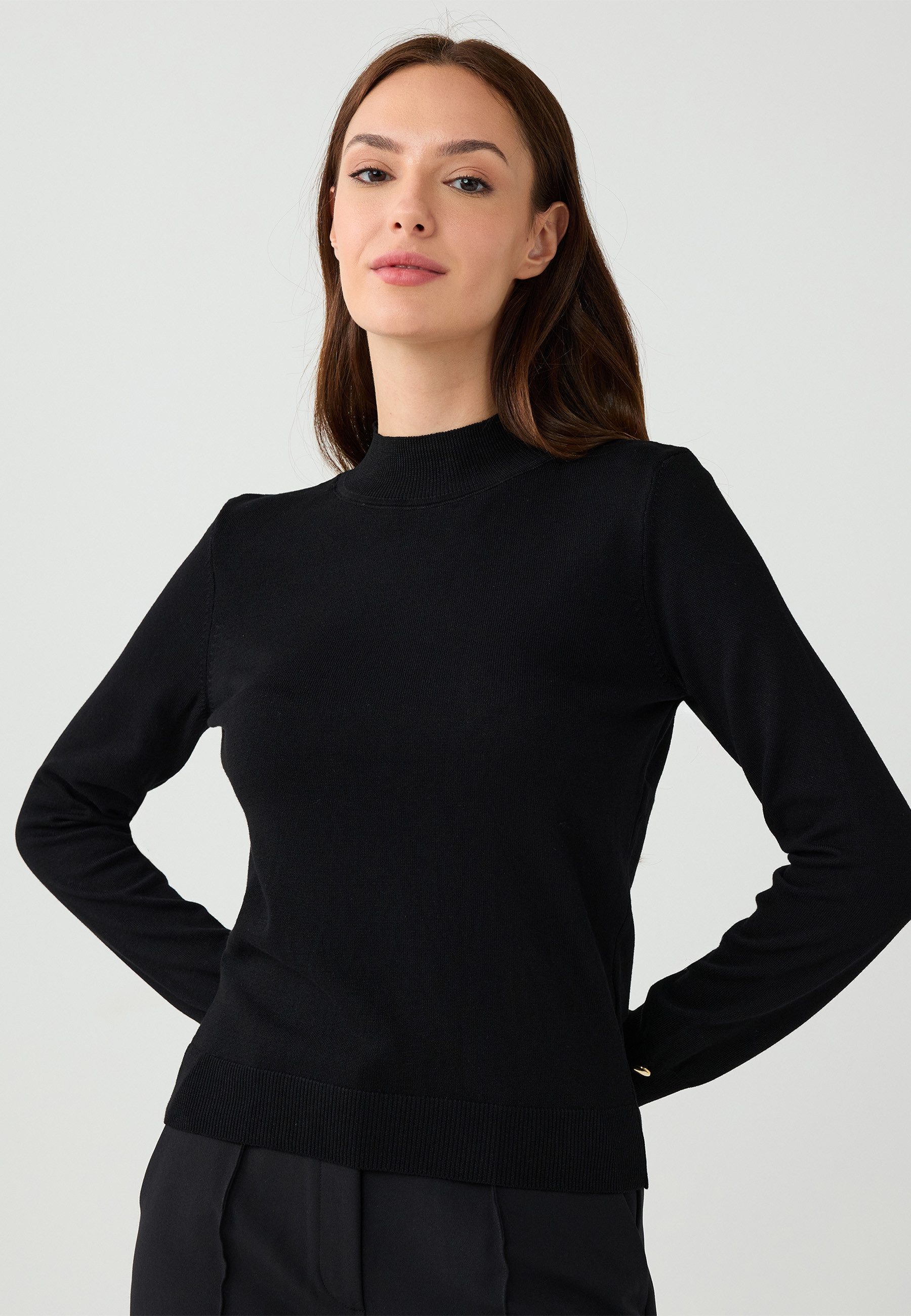 Strickpullover Trikot-Pullover in Schwarz
