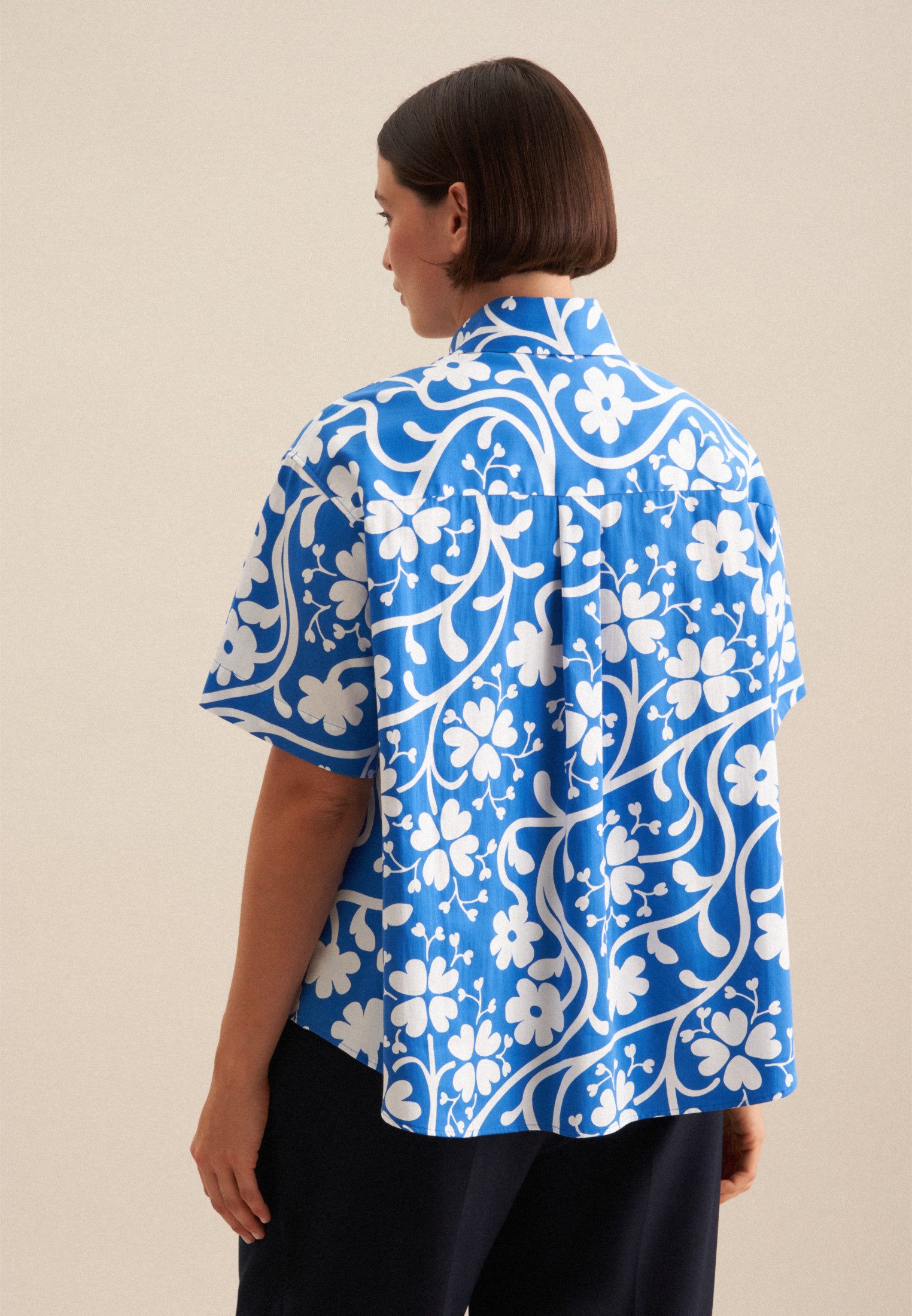 seidensticker Hemdbluse Schwarze Rose 1/2 Kragen Druck günstig online kaufen