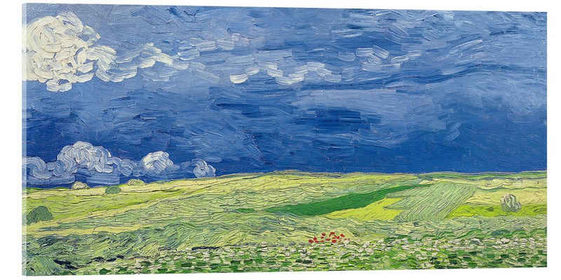 Posterlounge Acrylglasbild Vincent van Gogh, Weizenfeld unter Gewitterwolken, Wohnzimmer Malerei