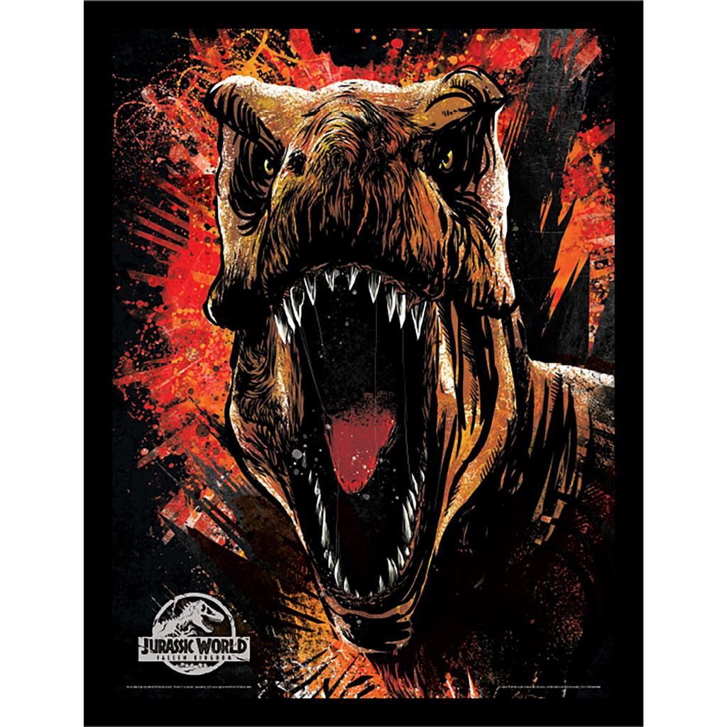 Jurassic Park Bild mit Rahmen Jurassic World Fallen Kingdom T-Rex Sketch, Kunstdruck