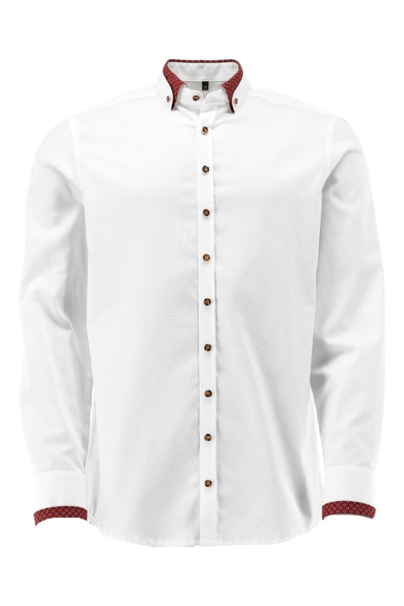 Orbis Textil GmbH & Co. KG Trachtenhemd Trachtenhemd - NINO II - weinrot/weiß, schwarz/weiß