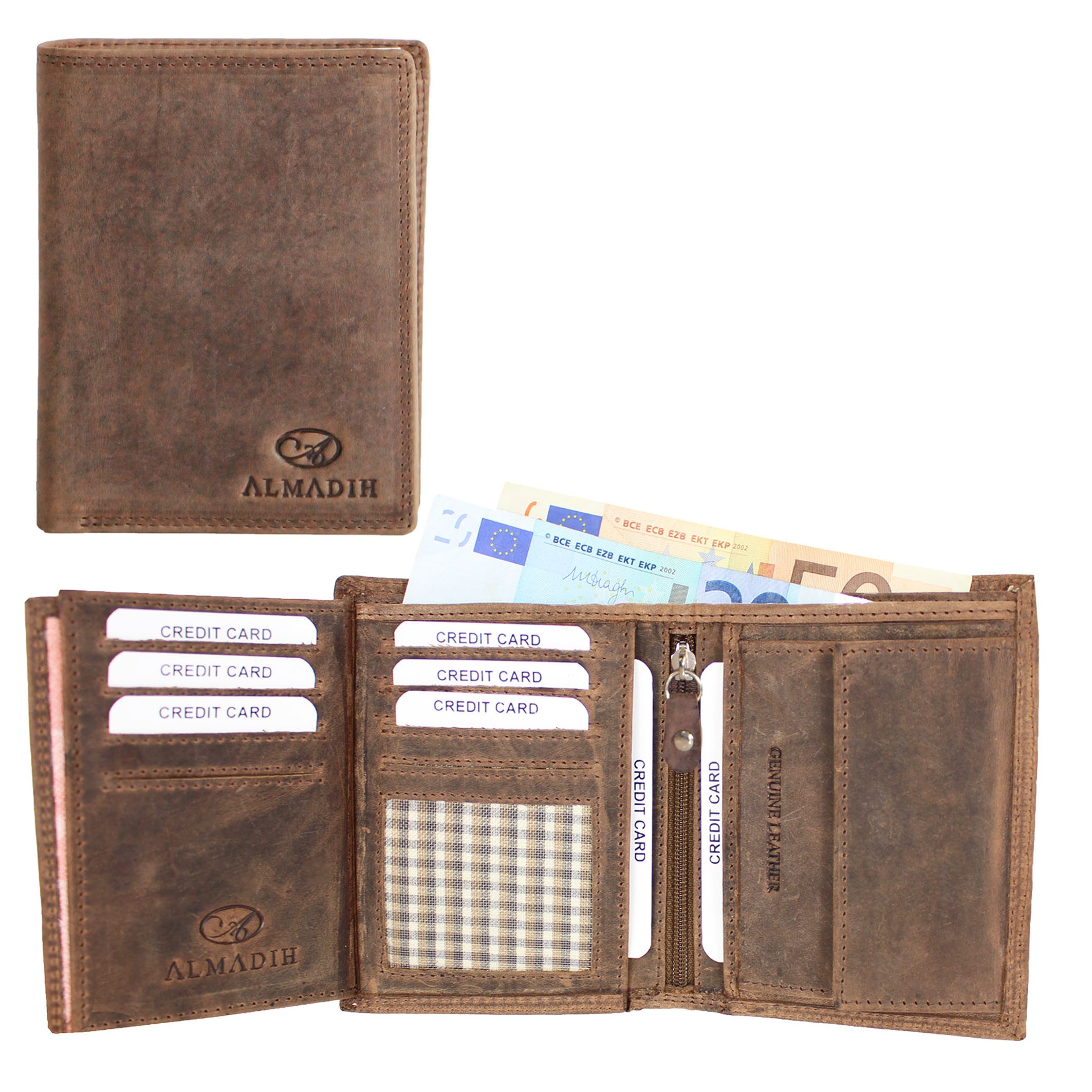 ALMADIH Brieftasche Herren Leder P2H Portemonnaie RFID Geldbörse Hochformat günstig online kaufen