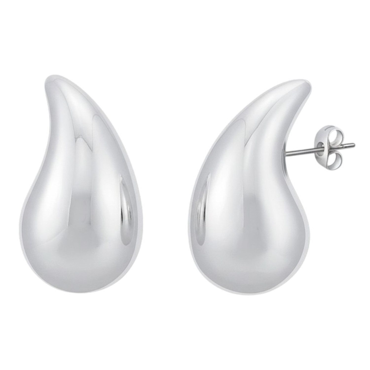 KARMA Ohrring-Set Tropfen Silber Edelstahl Damenohrringe (rostfrei pflegeleicht, 2-tlg., Ohrschmuck Damen wasserfest hypoallergen), Ohrhänger Ohrschmuck Damenschmuck