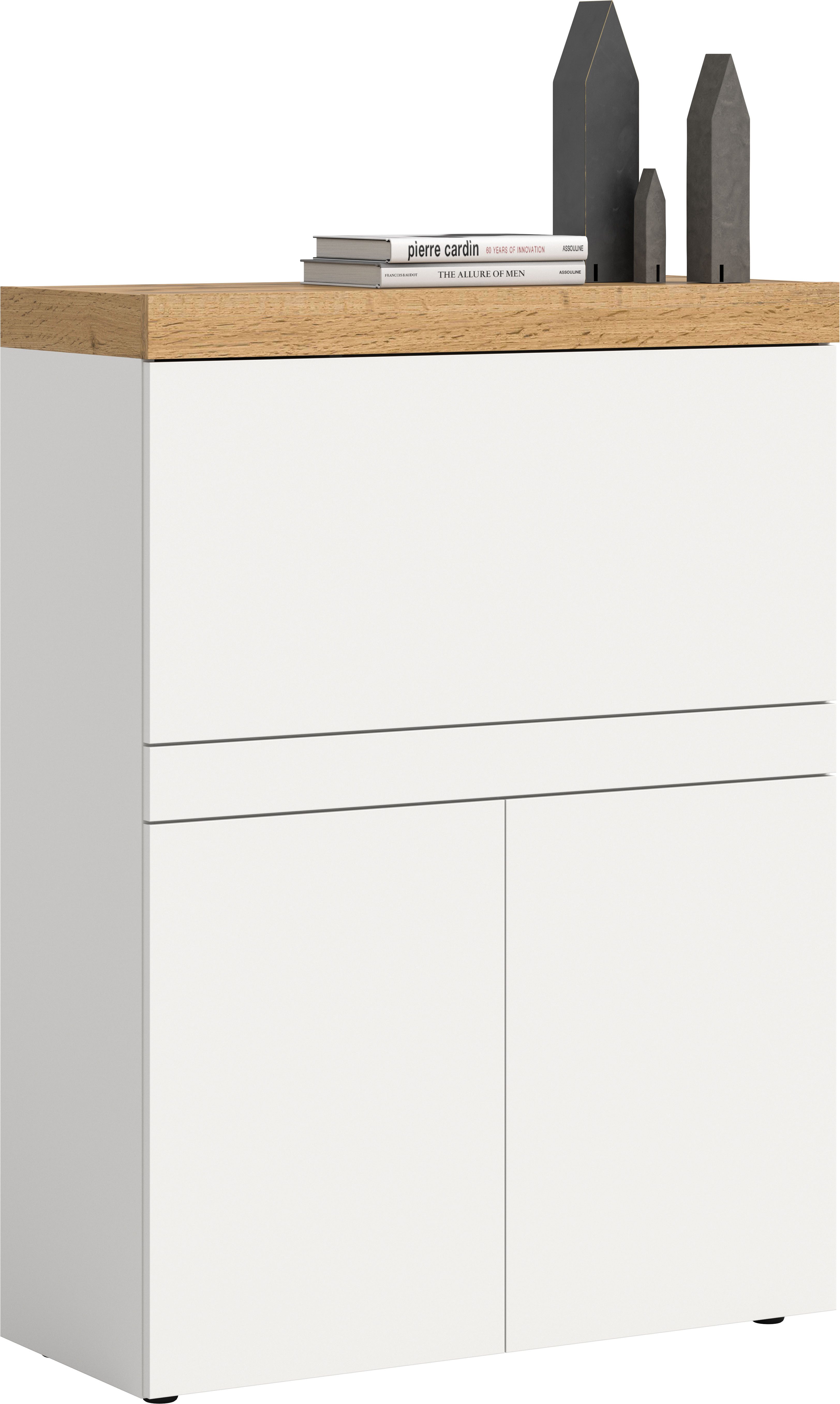 OTTO home Sekretär MAMBO, Höhe 122cm, Home-Office-Schreibtisch, PC-Schrank (2 Türen, 1Klappe, 7 Fächer, 1 Schubkasten, 3 höhenverstellbare Böden), Multifunktional mit viel Stauraum, klappbare Tischfläche
