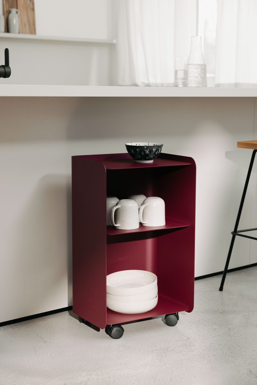 Metallbude Rollcontainer JUNO, variabel nutzbar als Beistelltisch, Nachttisch oder Organizer