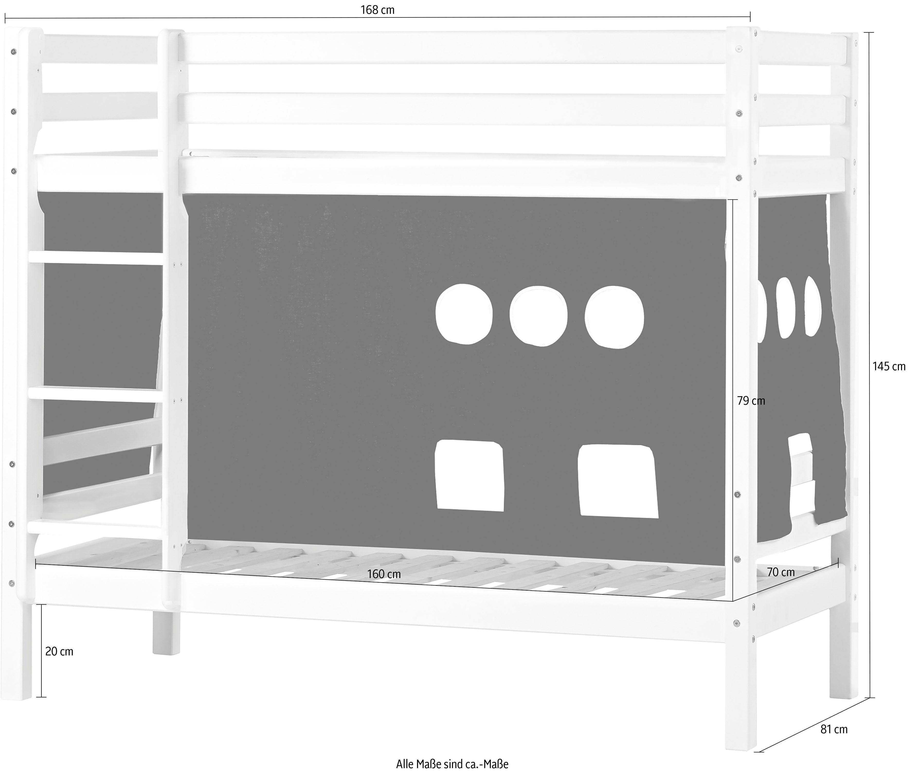 Dream, Hoppekids Schwarz - wählbar Etagenbett ECO massiv Zubehör Stockbett weiß